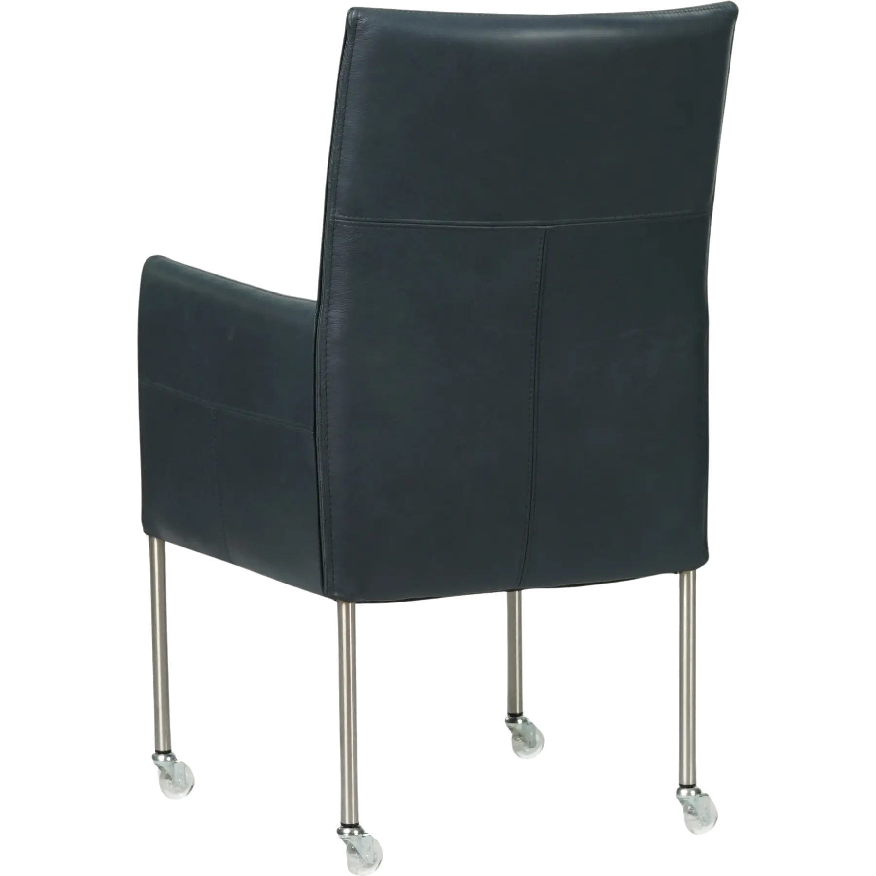 afbeelding van Leren eetkamerstoel Spark - Granada Blue (blauw) - Poten staal rond RVS