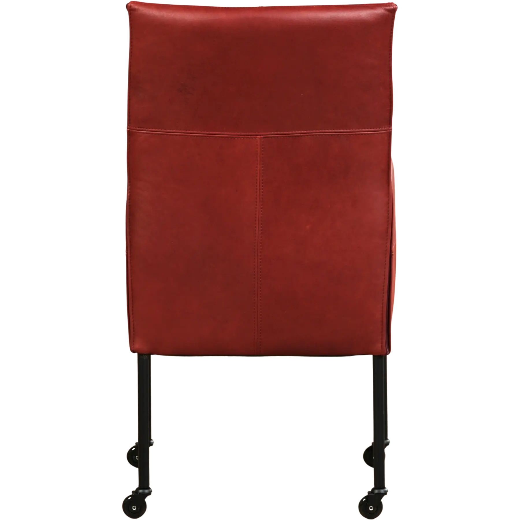 afbeelding van Leren eetkamerstoel Spark - Granada Rouge (rood) - Poten staal rond zwart