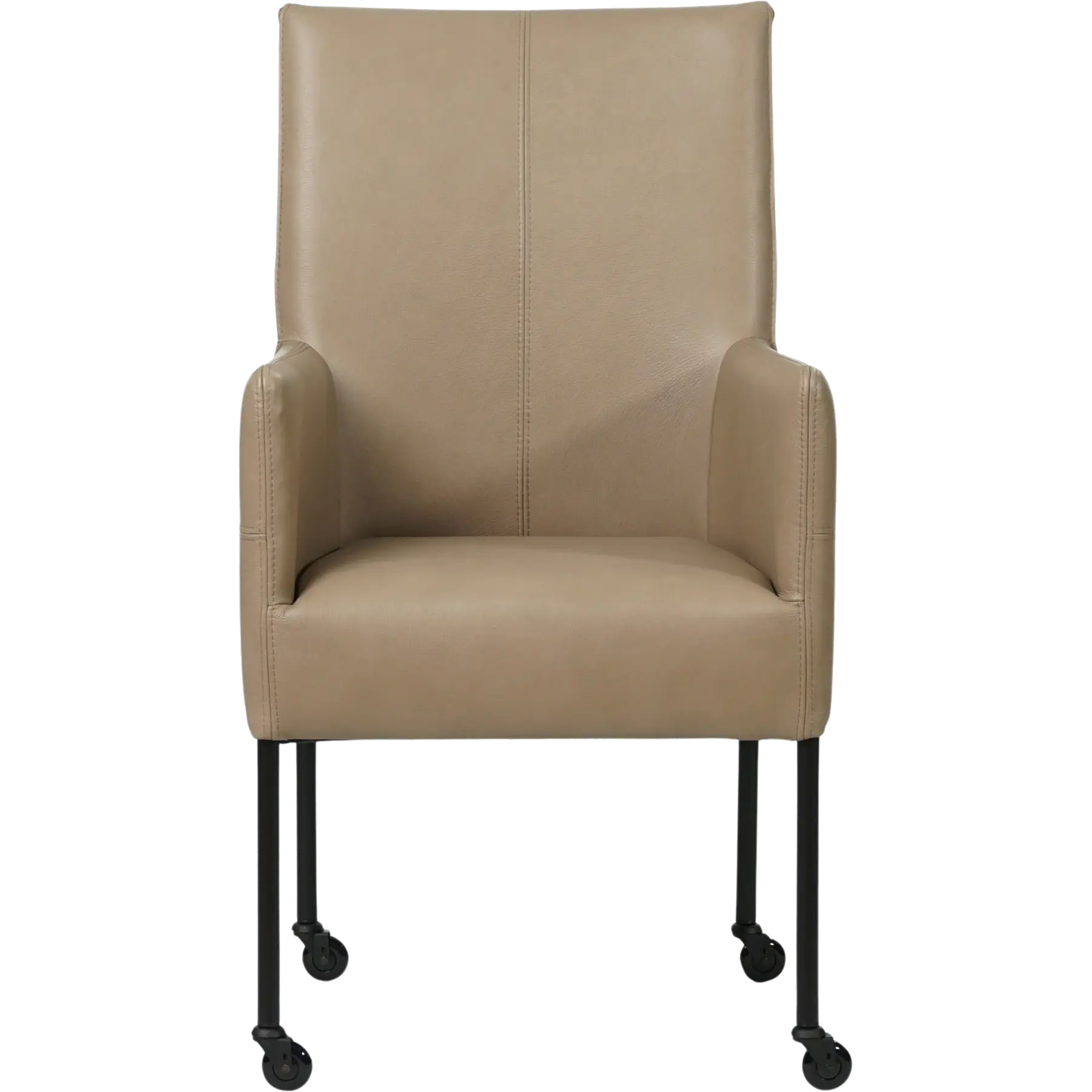 afbeelding van Leren eetkamerstoel Spark - Granada Taupe (taupe/bruin) - Poten staal rond zwart