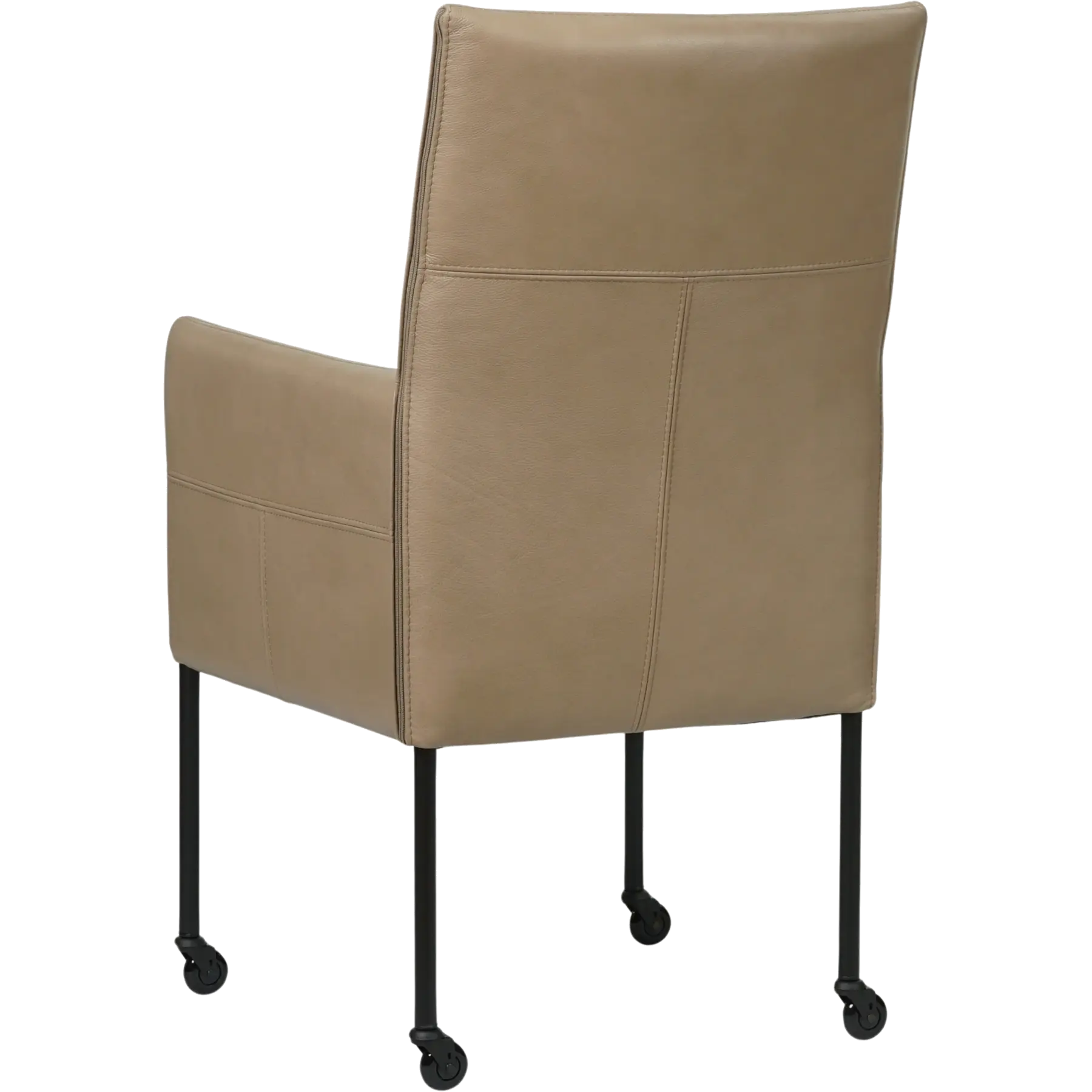 afbeelding van Leren eetkamerstoel Spark - Granada Taupe (taupe/bruin) - Poten staal rond zwart