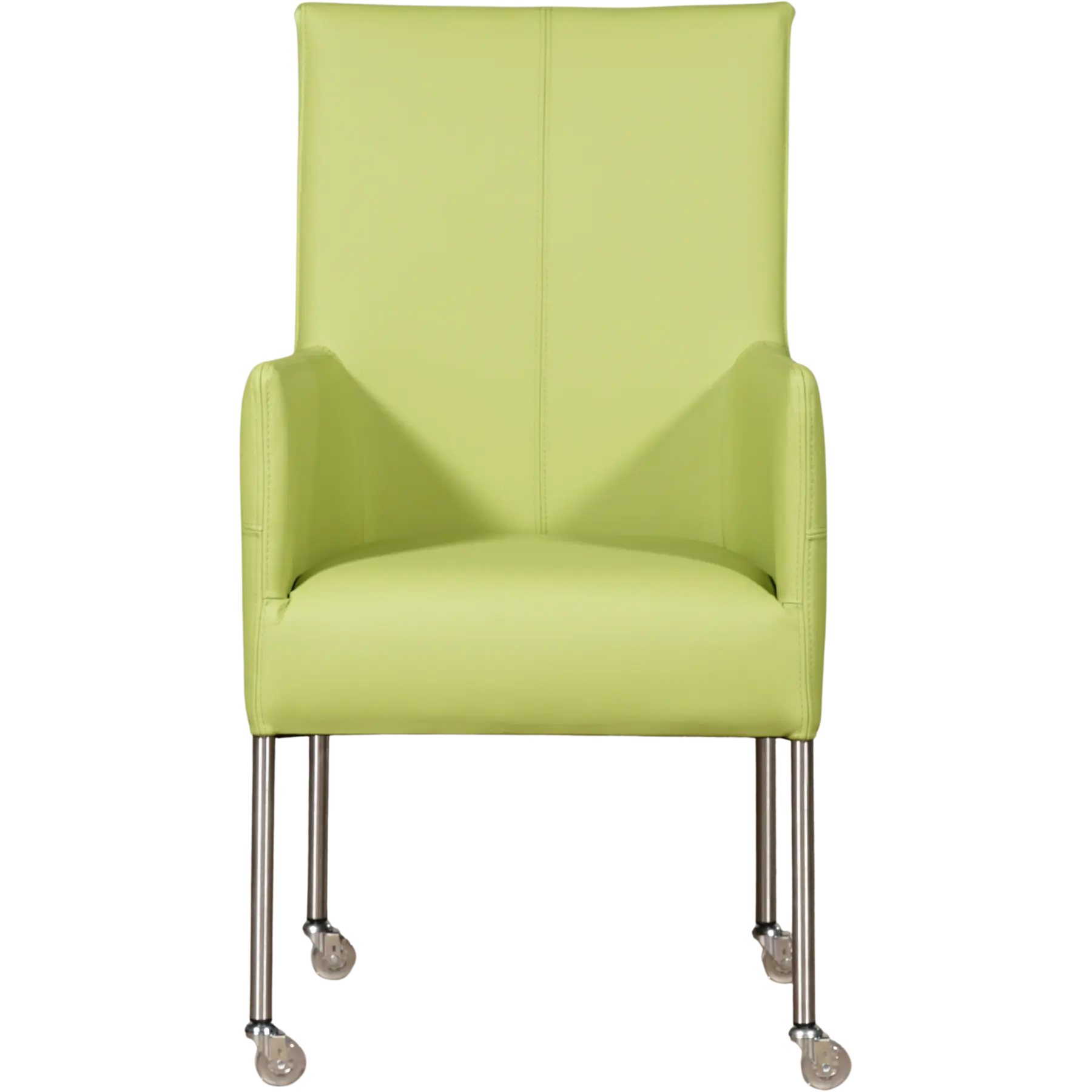 afbeelding van Leren eetkamerstoel Spark - Hermes Lime (felgroen) - Poten staal rond RVS