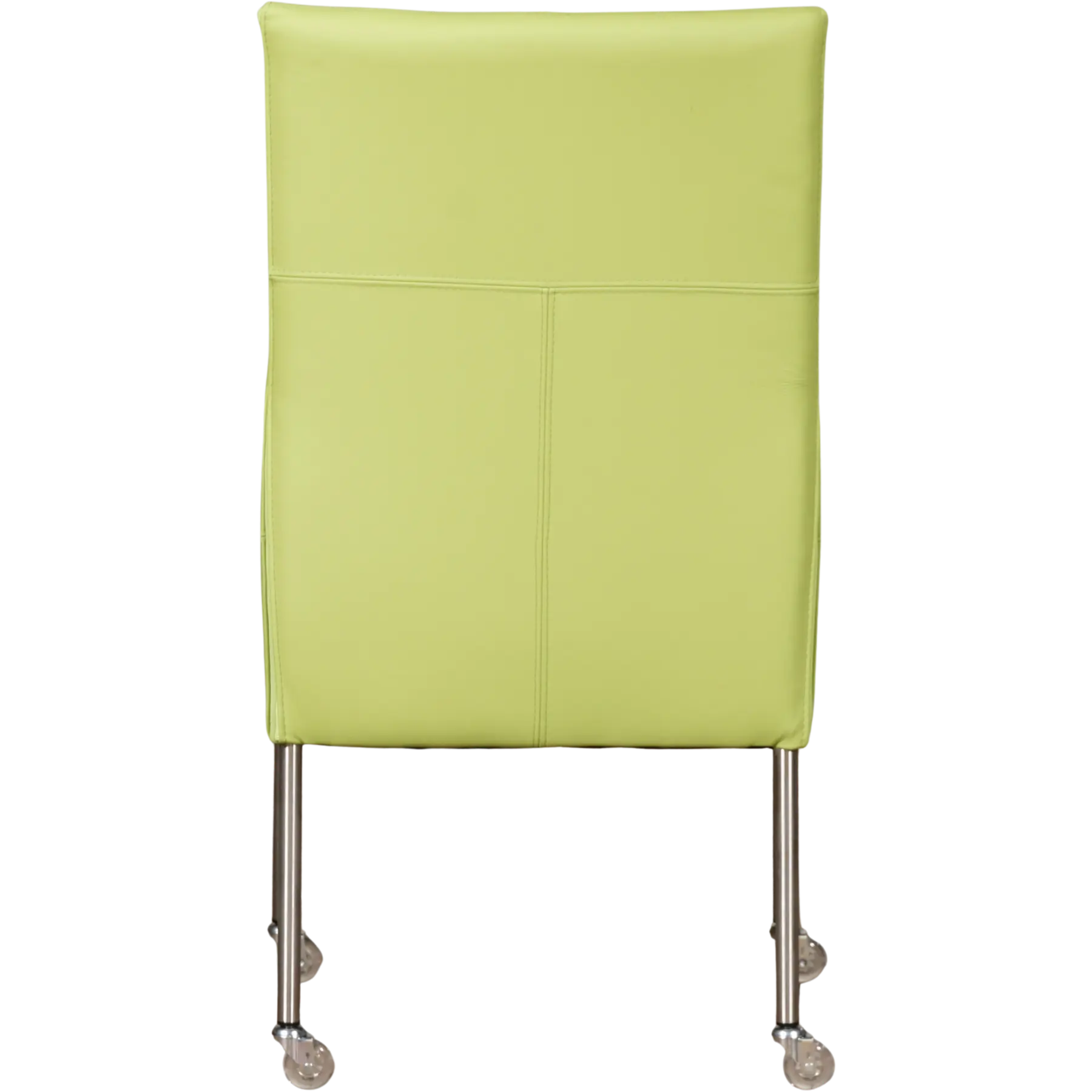 afbeelding van Leren eetkamerstoel Spark - Hermes Lime (felgroen) - Poten staal rond RVS