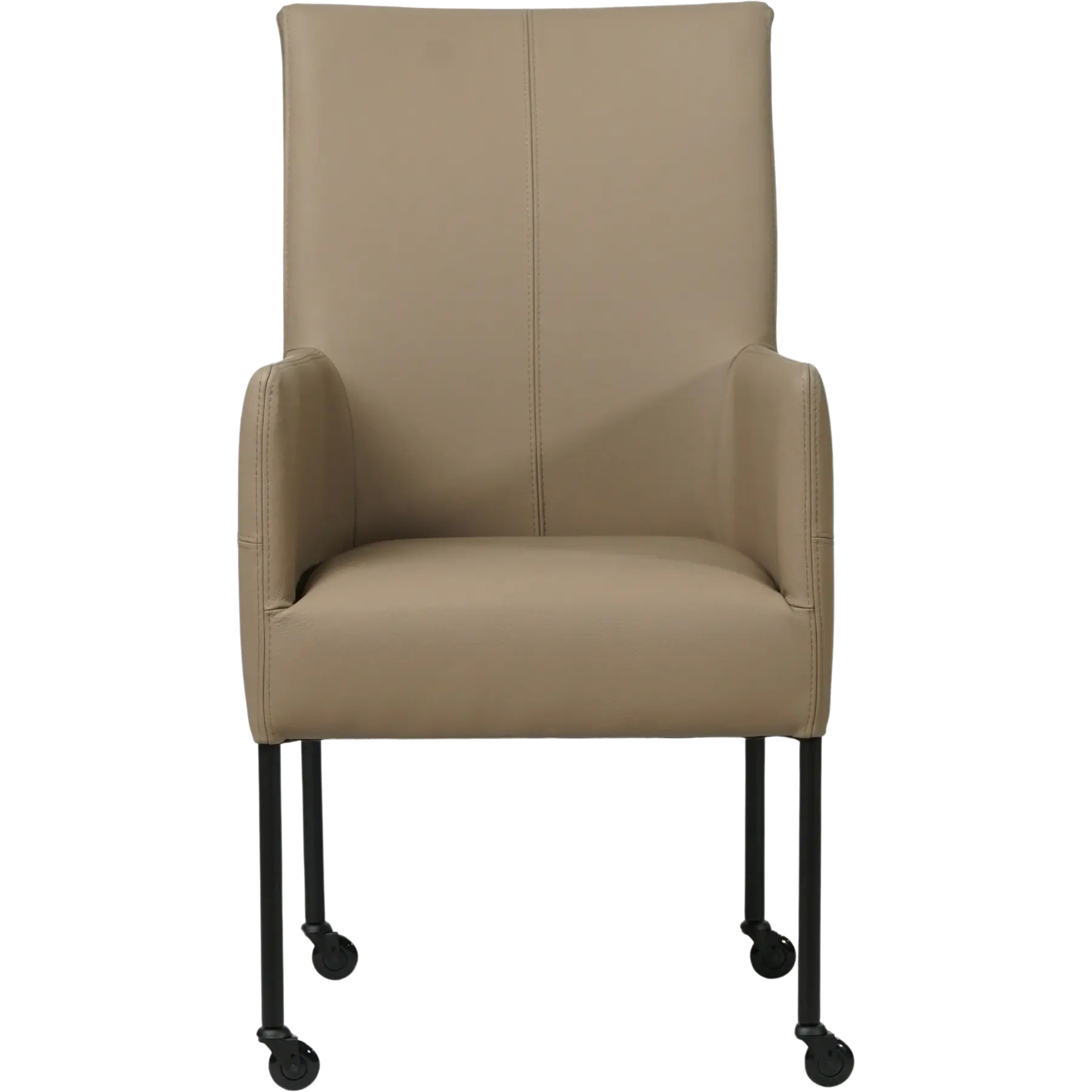 afbeelding van Leren eetkamerstoel Spark - Hermes Mocca (taupe/bruin) - Poten staal rond zwart