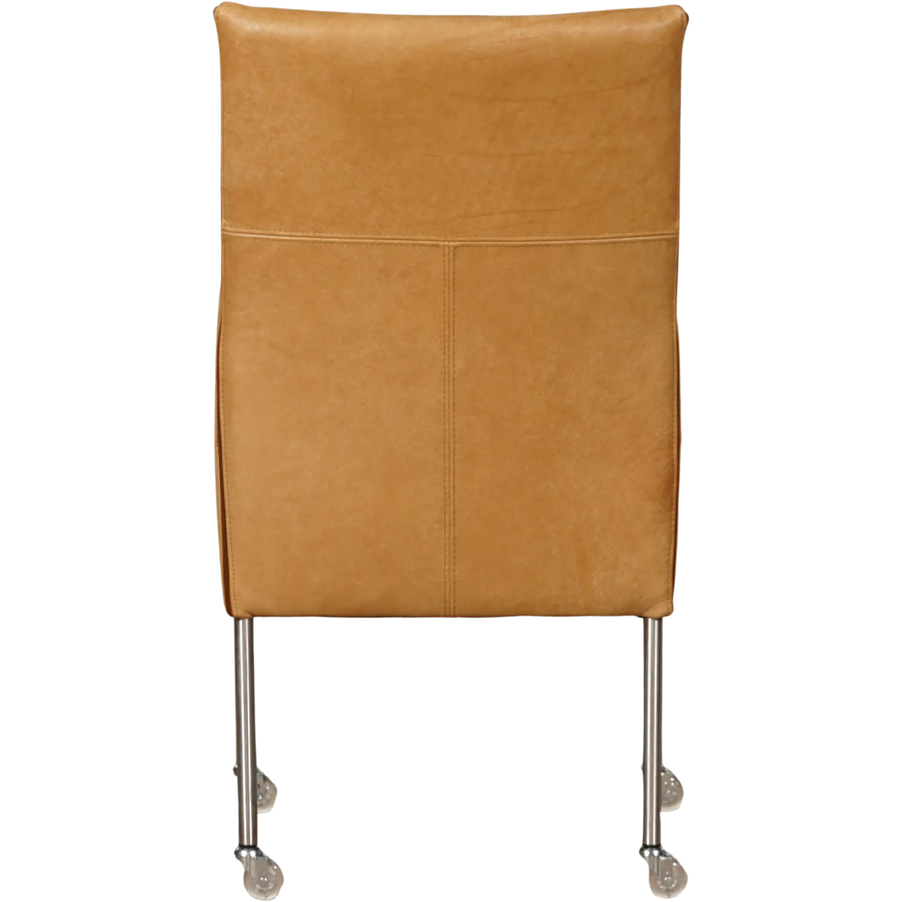 afbeelding van Leren eetkamerstoel Spark - Kenia Cognac (cognac) - Poten staal rond RVS