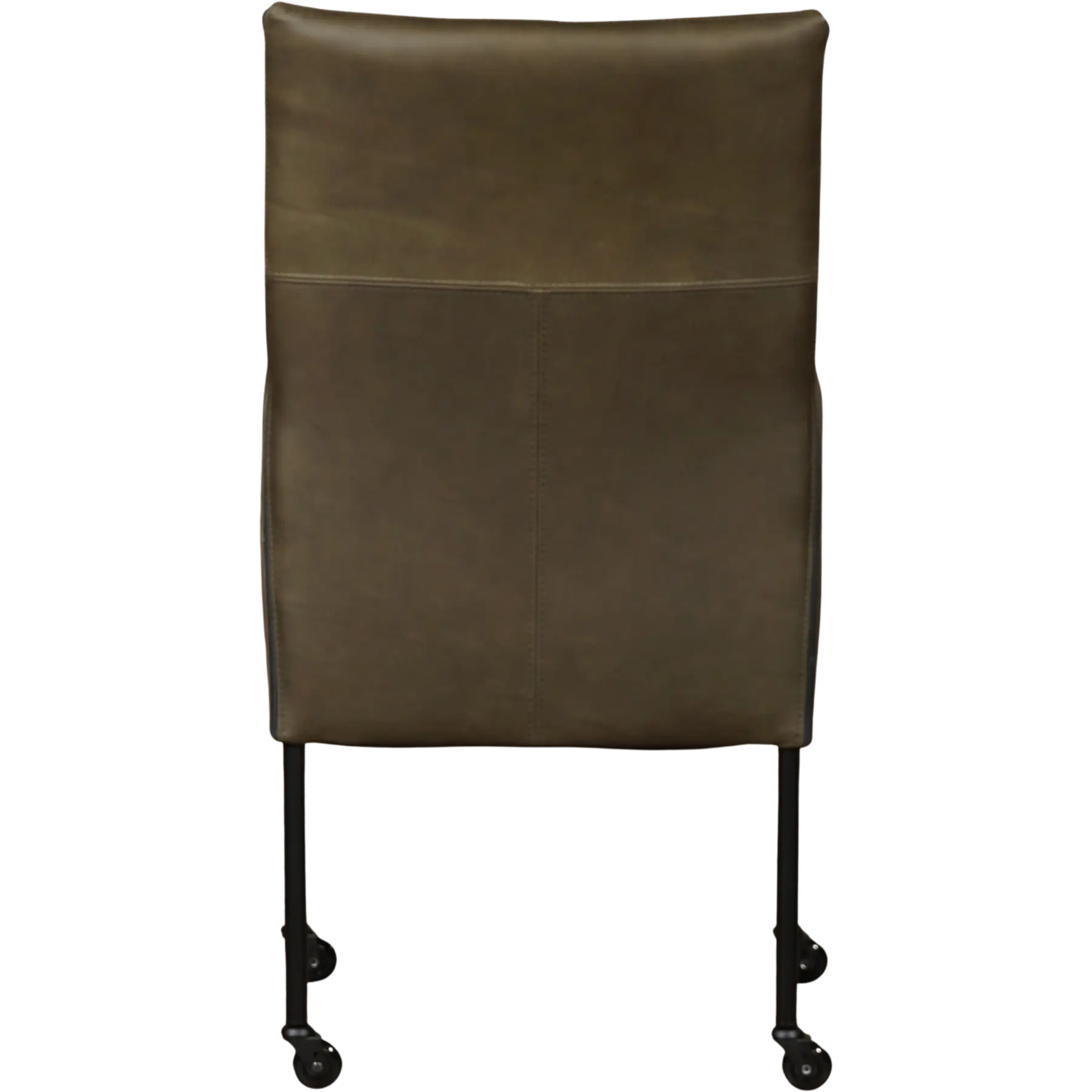 afbeelding van Leren eetkamerstoel Spark - Rancho Green (olijf/groen) - Poten staal rond zwart