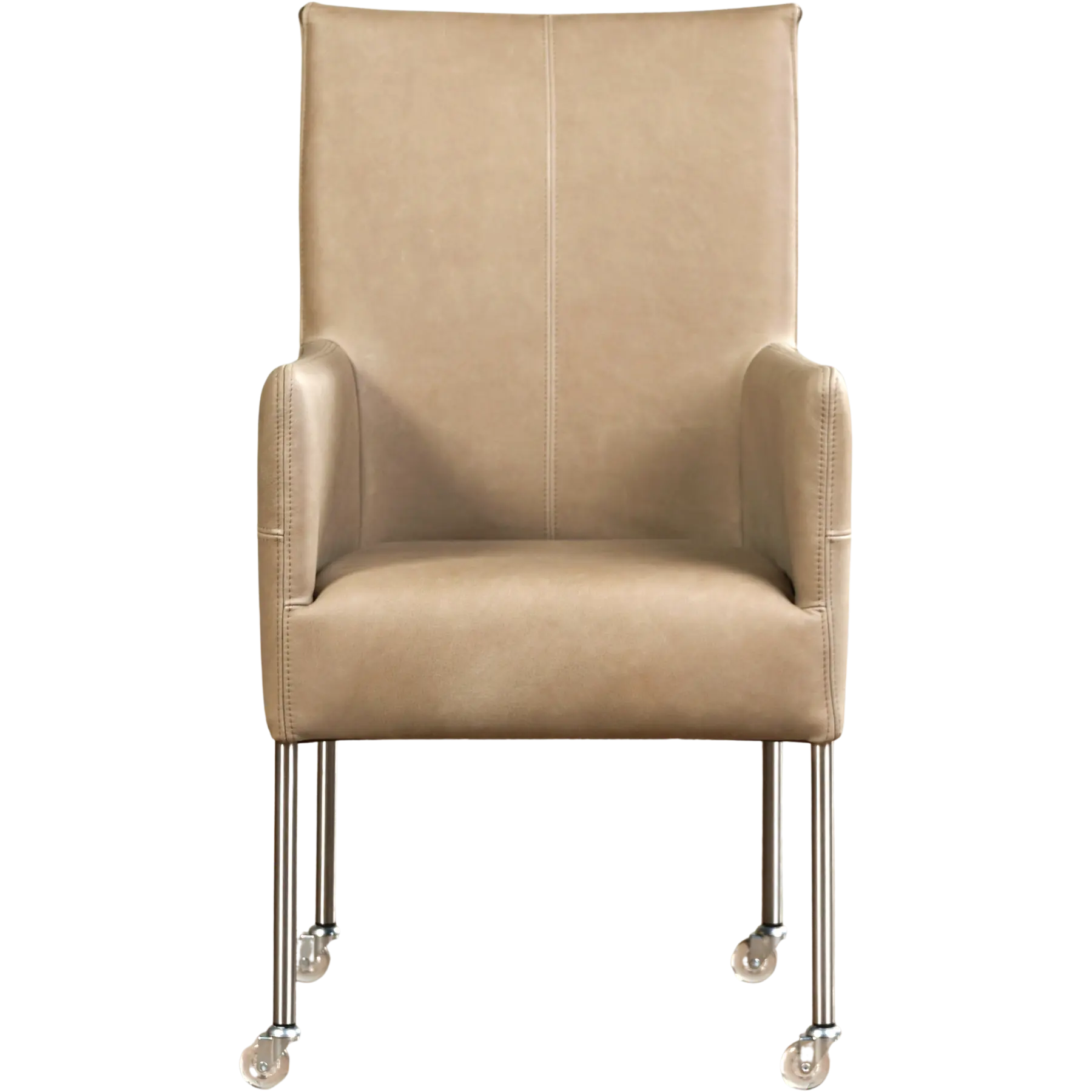 afbeelding van Leren eetkamerstoel Spark - Rancho Stone (grijs/bruin) - Poten staal rond RVS