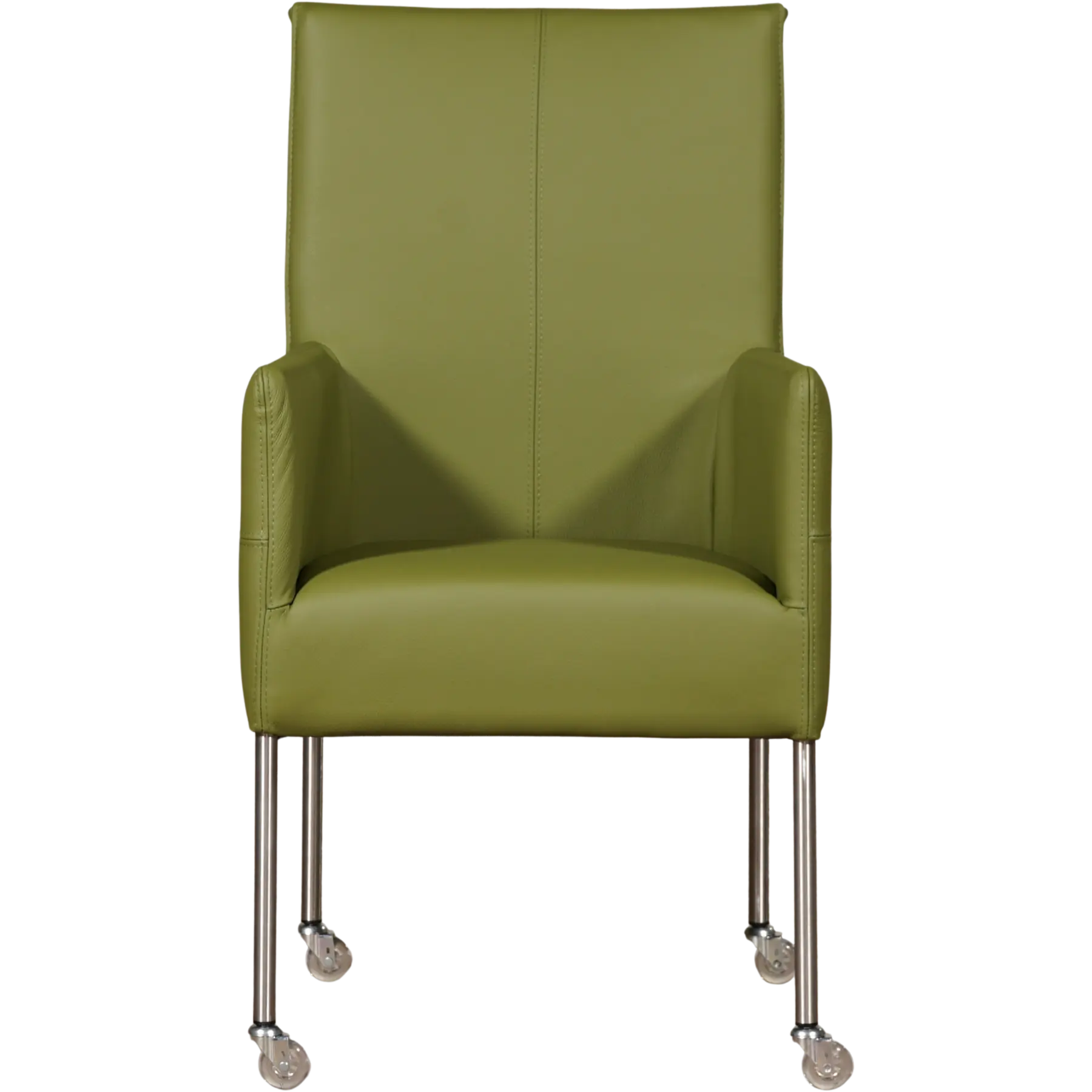 afbeelding van Leren eetkamerstoel Spark - Toledo Apple Green (groen) - Poten staal rond RVS