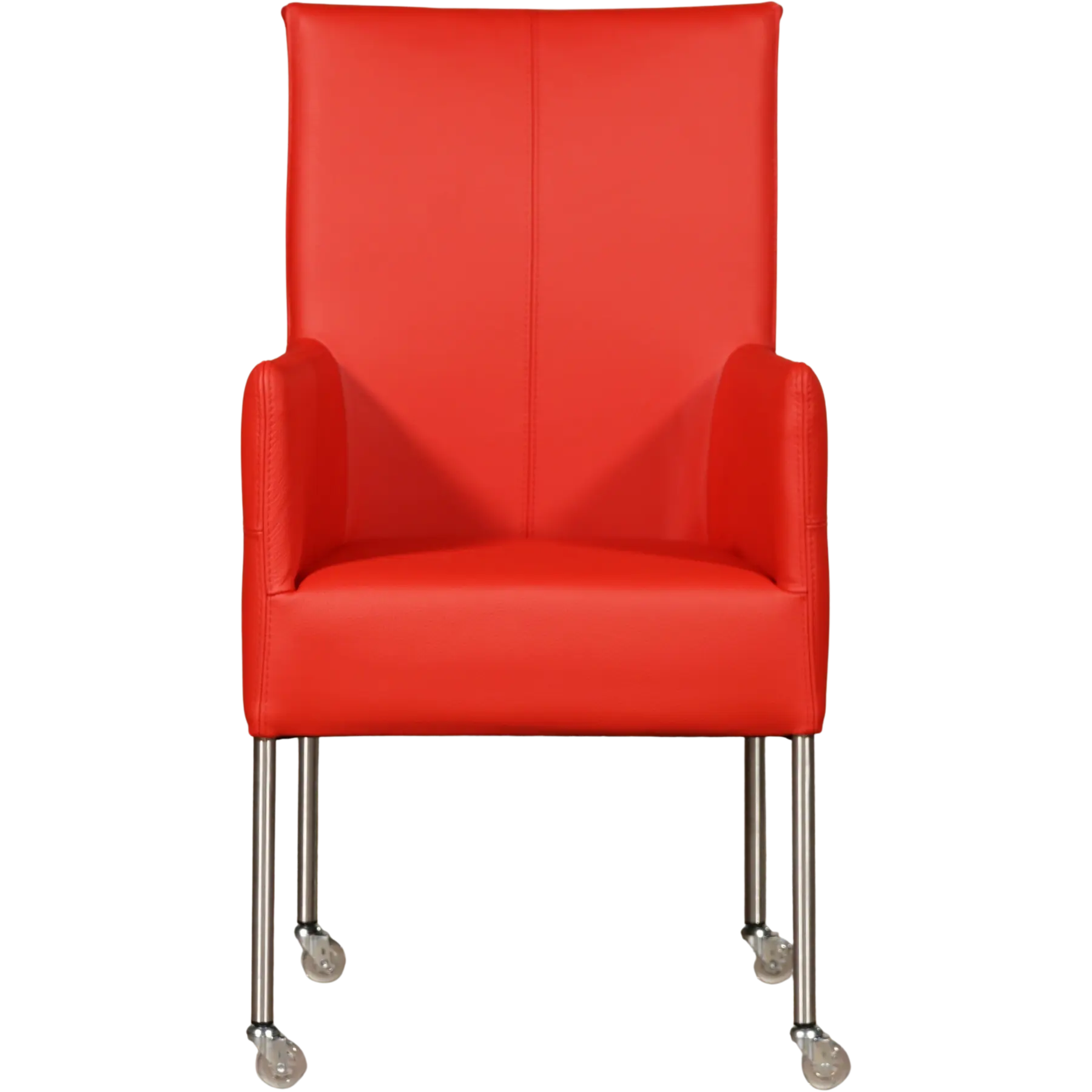 afbeelding van Leren eetkamerstoel Spark - Toledo Ferrari (felrood) - Poten staal rond RVS