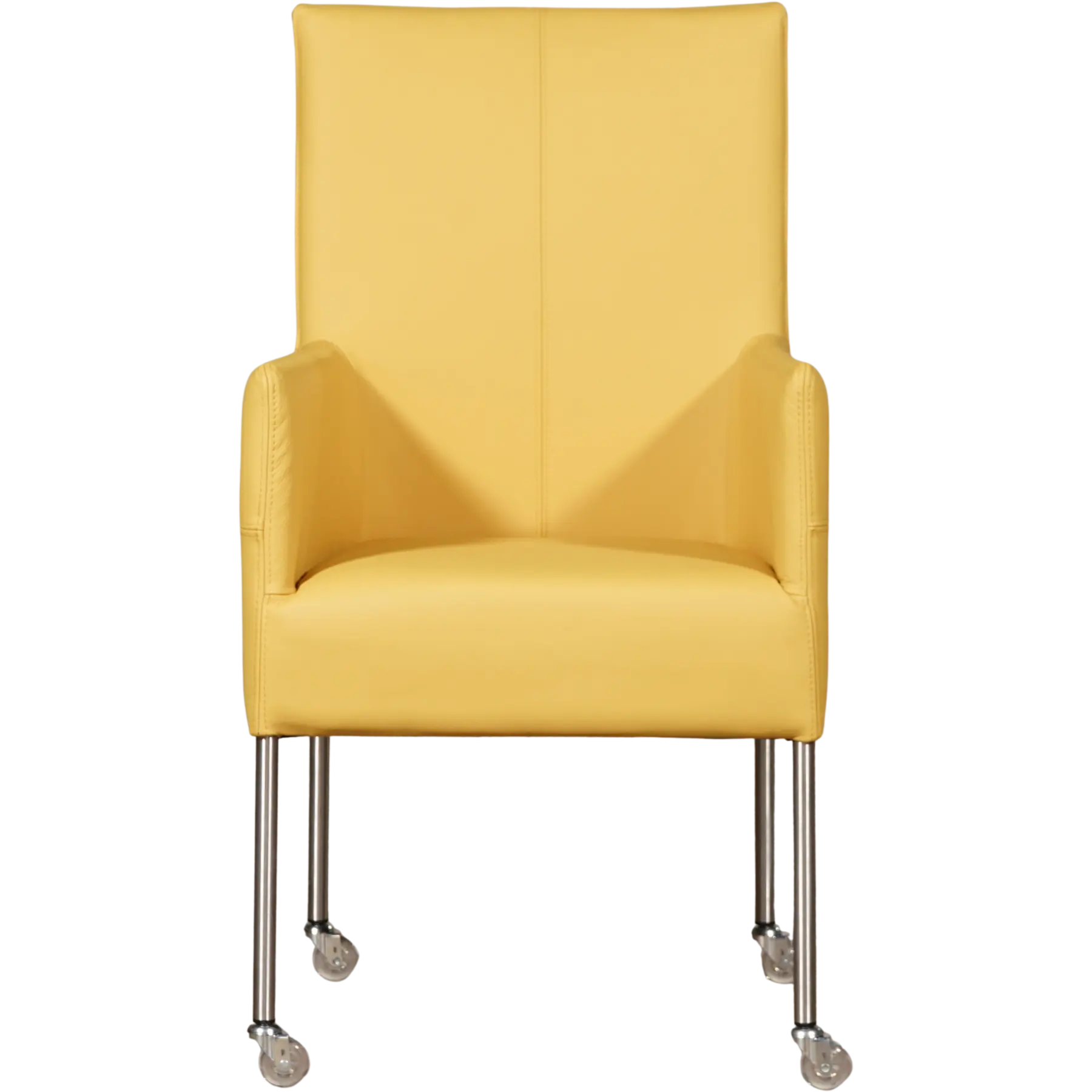 afbeelding van Leren eetkamerstoel Spark - Toledo Giallo (geel) - Poten staal rond RVS