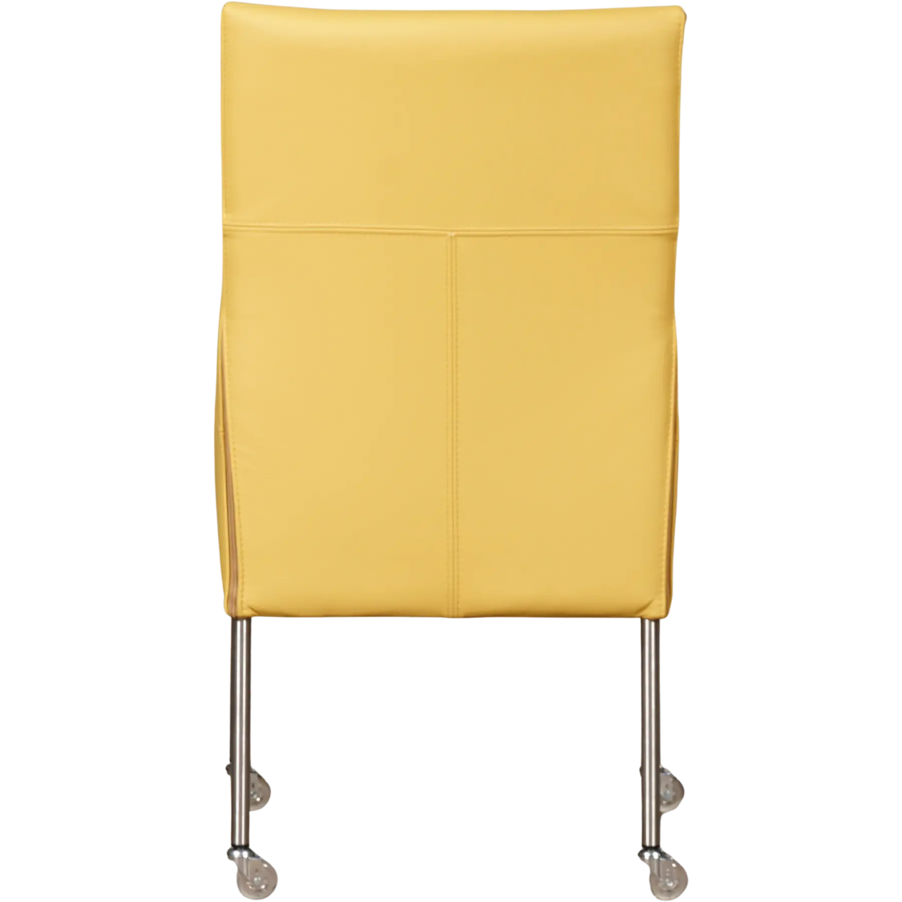 afbeelding van Leren eetkamerstoel Spark - Toledo Giallo (geel) - Poten staal rond RVS