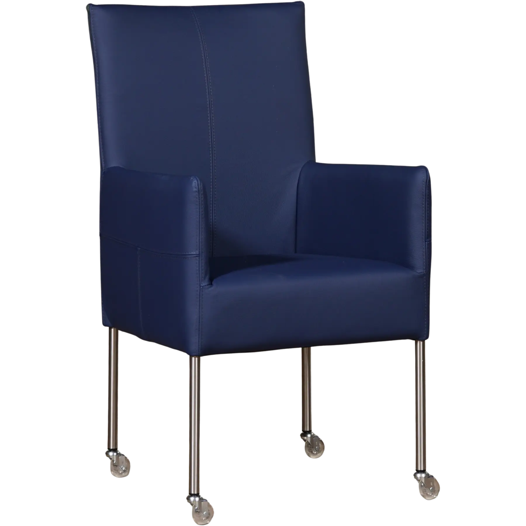 afbeelding van Leren eetkamerstoel Spark - Toledo Kobalt (blauw) - Poten staal rond RVS