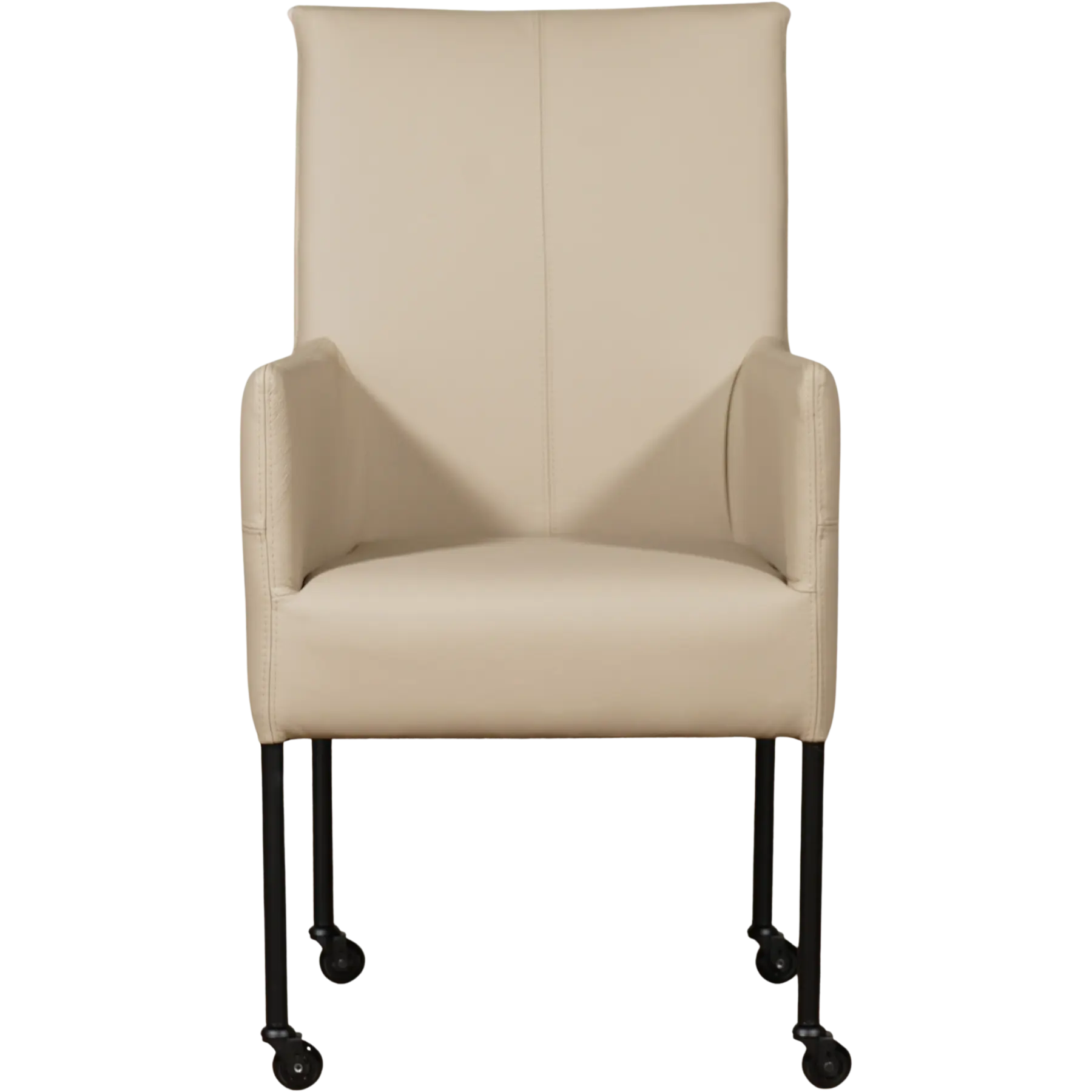 afbeelding van Leren eetkamerstoel Spark - Toledo Mastic (taupe/bruin) - Poten staal rond zwart