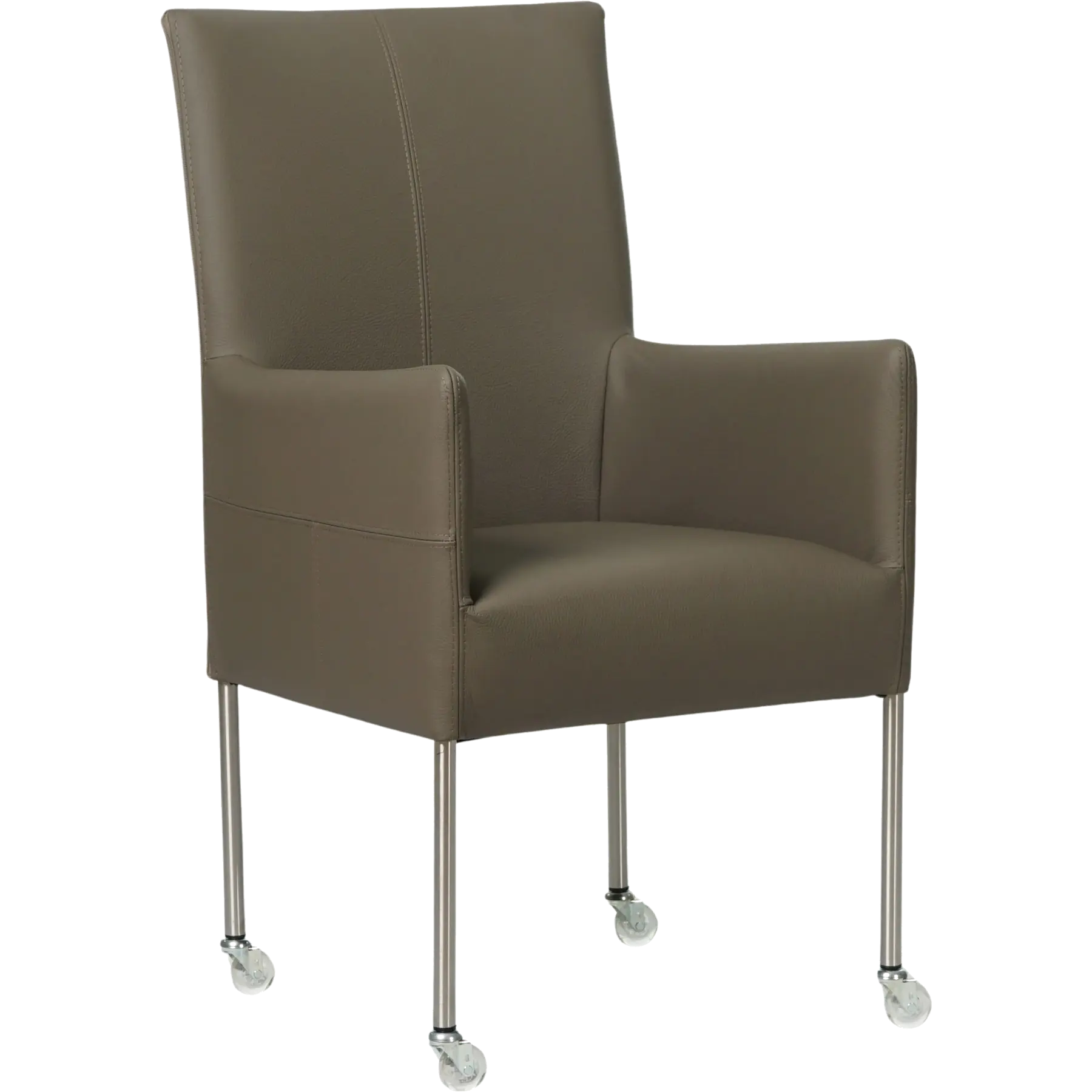 afbeelding van Leren eetkamerstoel Spark - Toledo Smog (grijs) - Poten staal rond RVS