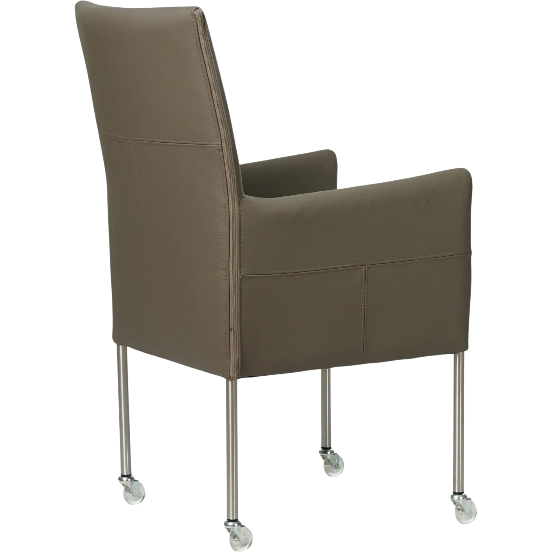 afbeelding van Leren eetkamerstoel Spark - Toledo Smog (grijs) - Poten staal rond RVS