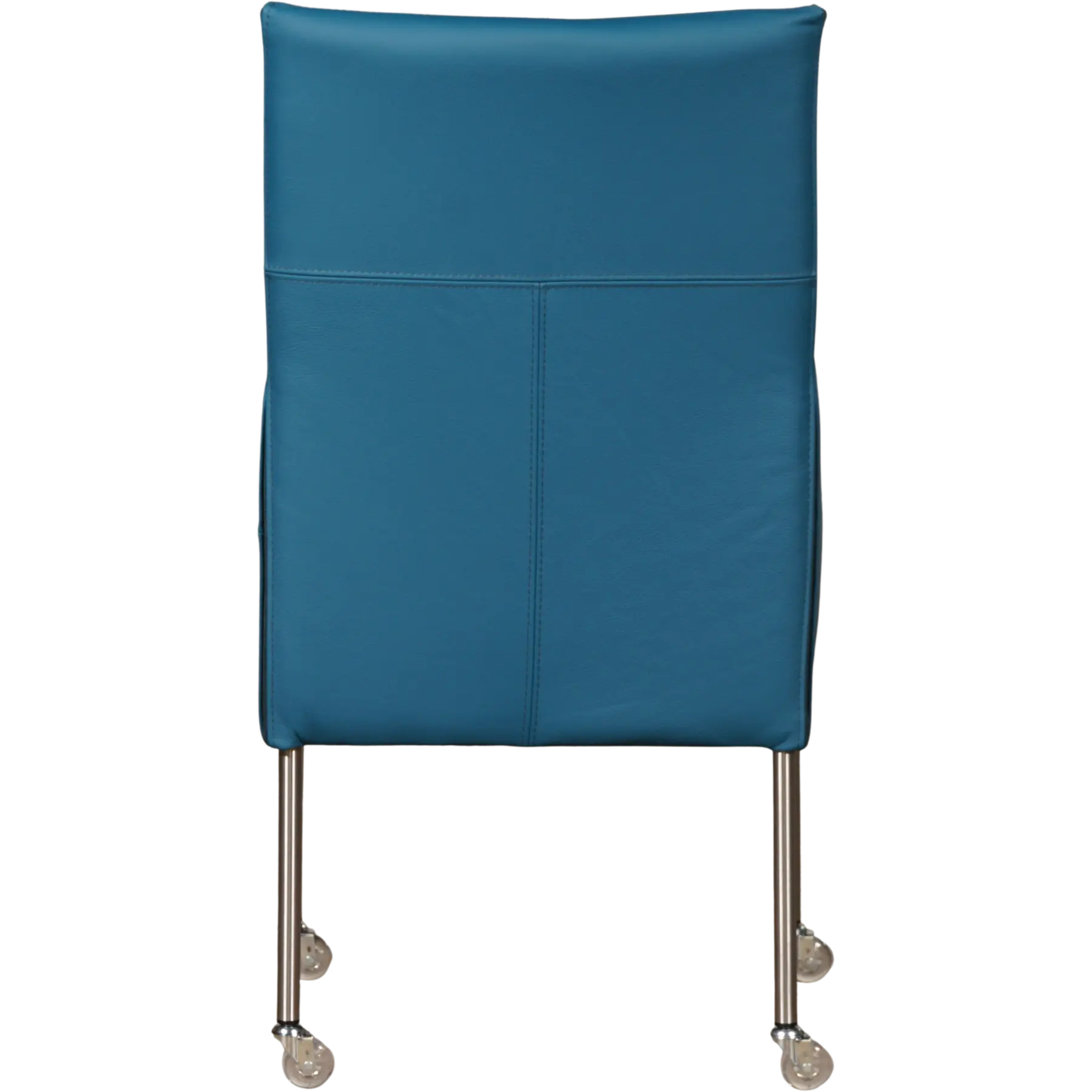 afbeelding van Leren eetkamerstoel Spark - Toledo Turquoise (blauw) - Poten staal rond RVS