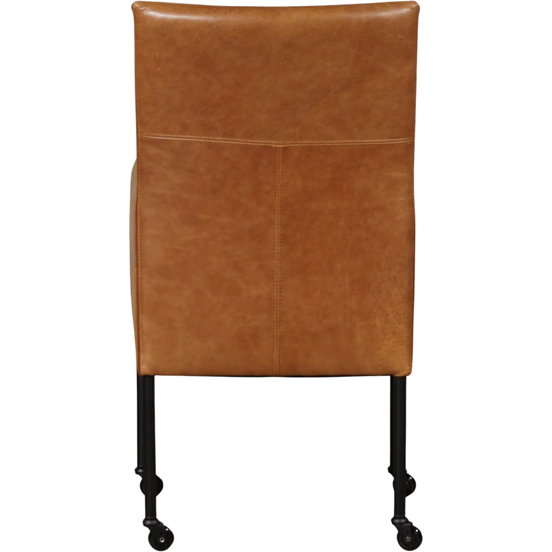 afbeelding van Leren eetkamerstoel Spark - Vintage Cognac (cognac) - Poten staal rond zwart