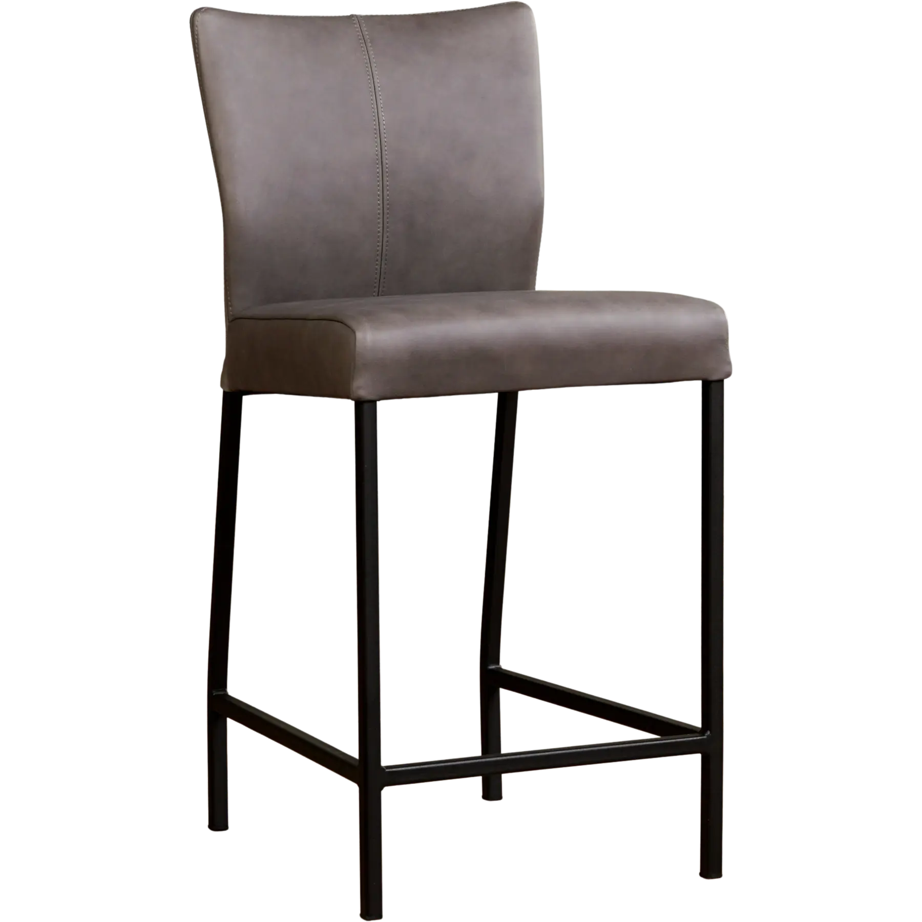 afbeelding van Set van 10 Leren barkrukken Revolt laag - Rancho Steel (grijs) - Poten staal vierkant zwart