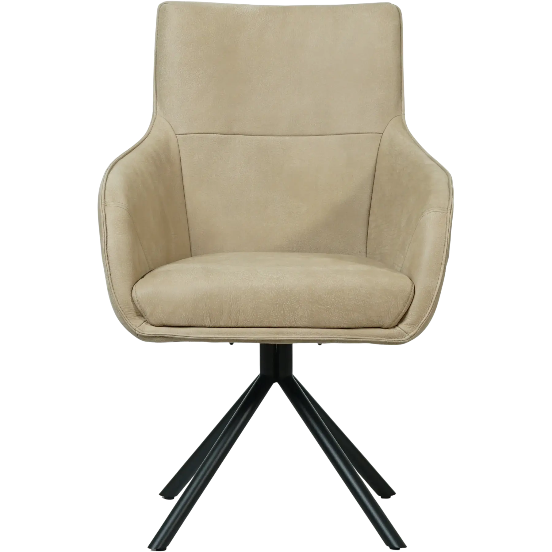afbeelding van Set van 10 Leren draaibare eetkamerstoelen Fancy - Kenia Taupe (taupe/bruin) - Spinpoot staal rond zwart