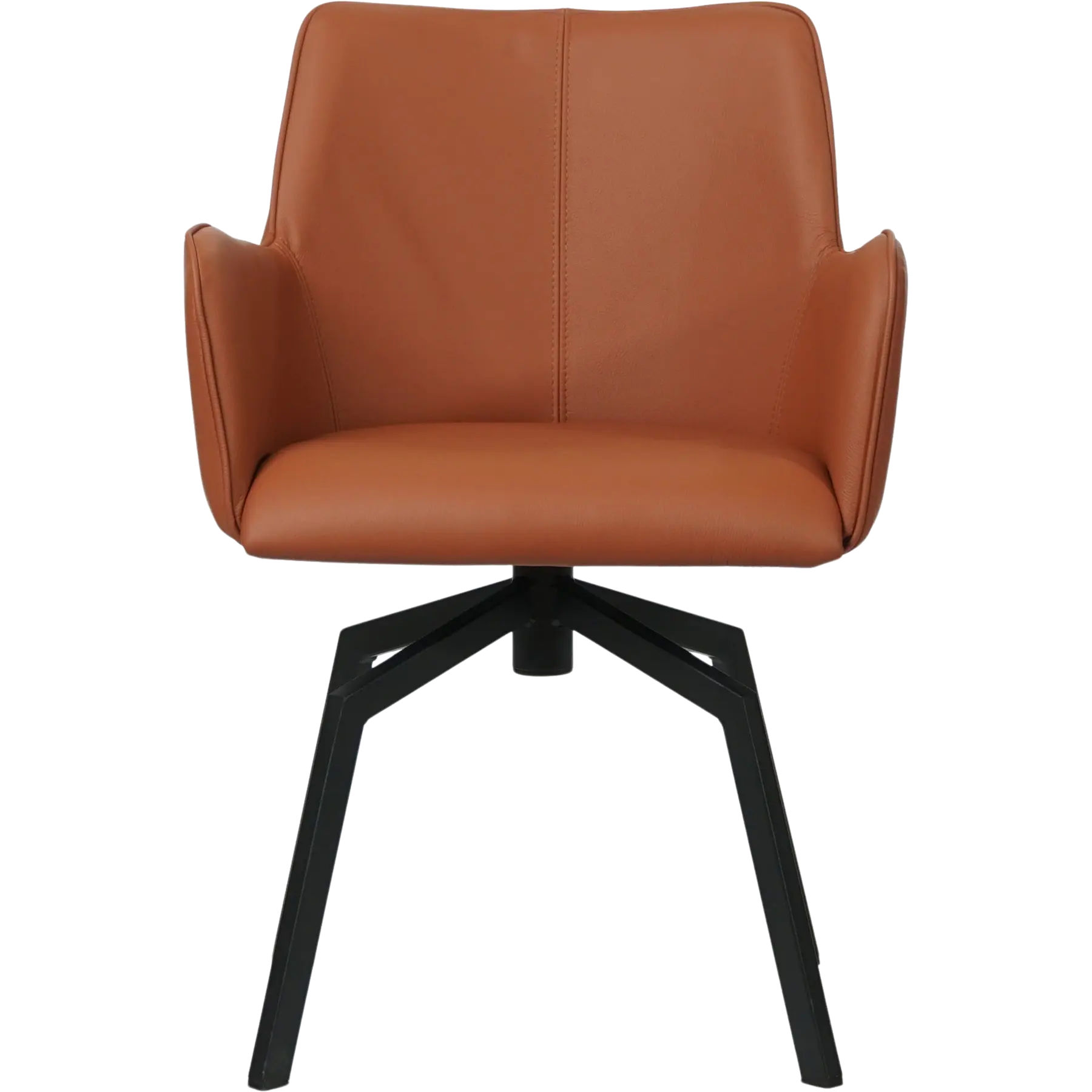 afbeelding van Set van 10 Leren draaibare eetkamerstoelen Jazz - Toledo Natur (cognac) - Spinpoot staal vierkant zwart