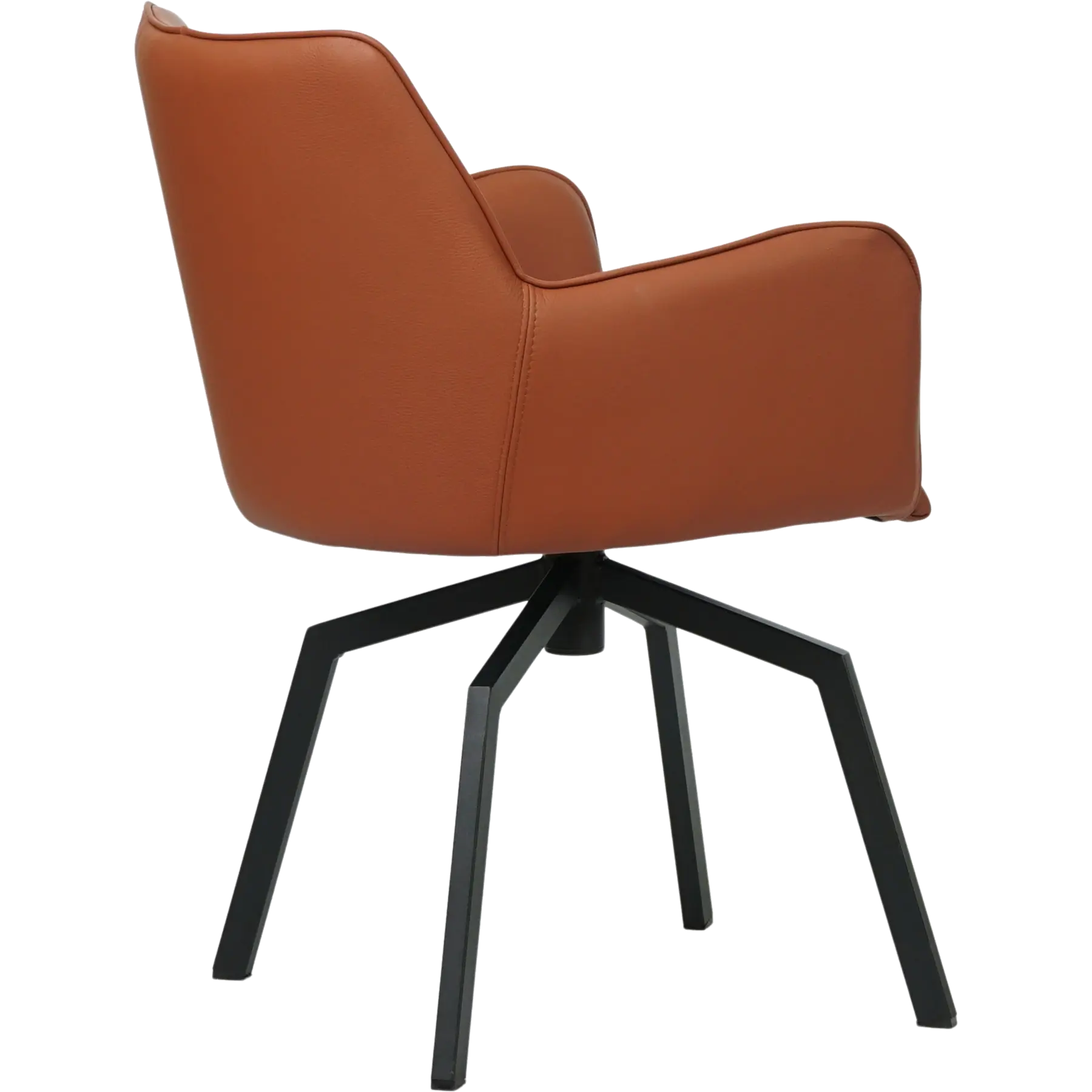 afbeelding van Set van 10 Leren draaibare eetkamerstoelen Jazz - Toledo Natur (cognac) - Spinpoot staal vierkant zwart
