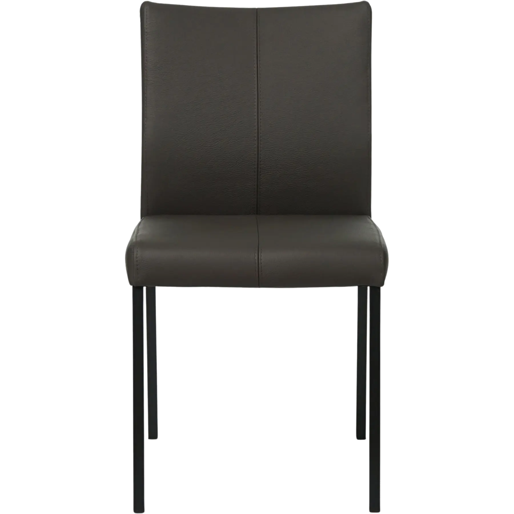 afbeelding van Set van 10 Leren eetkamerstoelen Basic - Hermes Caffe (donkerbruin) - Poten staal vierkant zwart