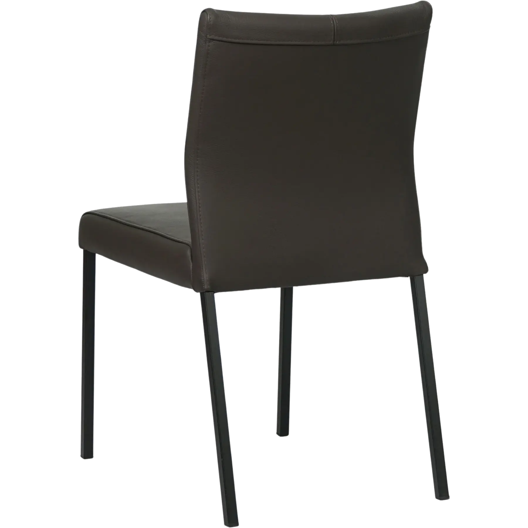 afbeelding van Set van 10 Leren eetkamerstoelen Basic - Hermes Caffe (donkerbruin) - Poten staal vierkant zwart
