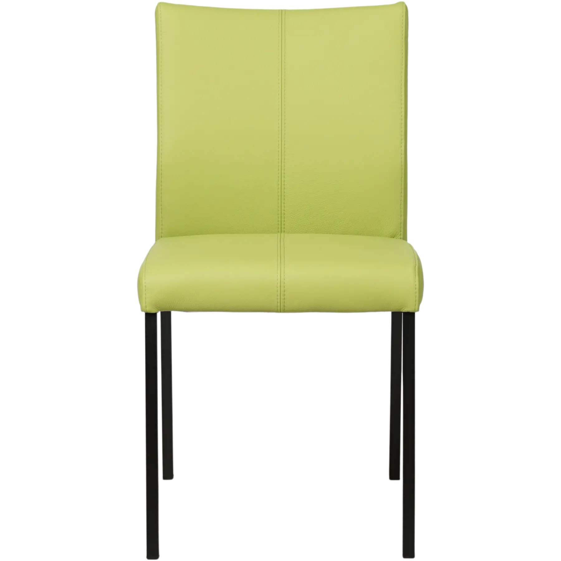 afbeelding van Set van 10 Leren eetkamerstoelen Basic - Hermes Lime (felgroen) - Poten staal vierkant zwart