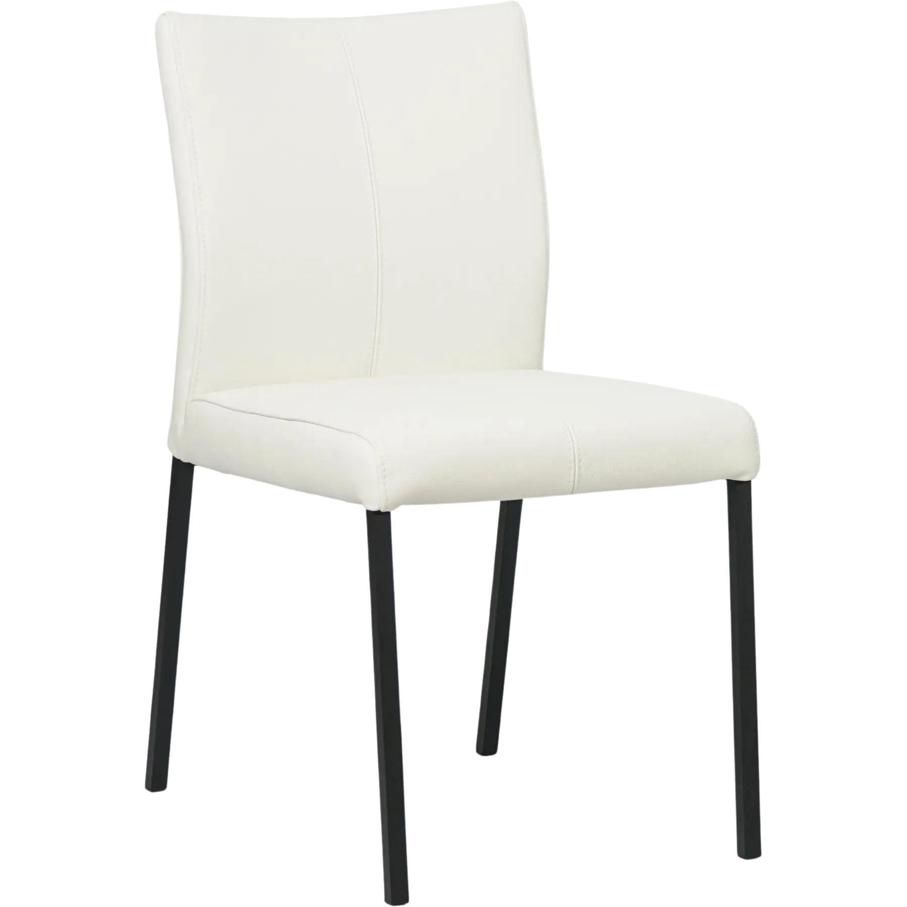 afbeelding van Set van 10 Leren eetkamerstoelen Basic - Toledo Bianco (gebroken wit) - Poten staal vierkant zwart