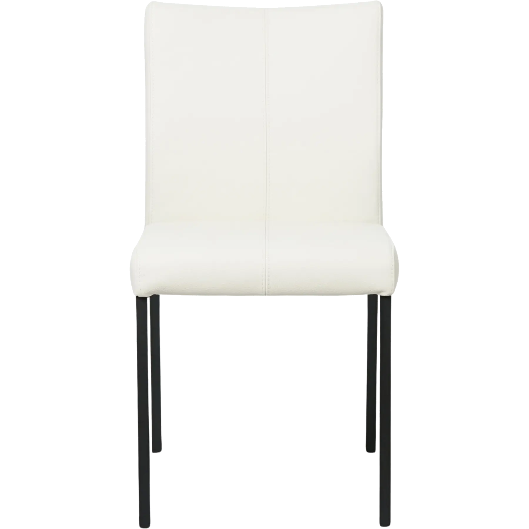 afbeelding van Set van 10 Leren eetkamerstoelen Basic - Toledo Bianco (gebroken wit) - Poten staal vierkant zwart