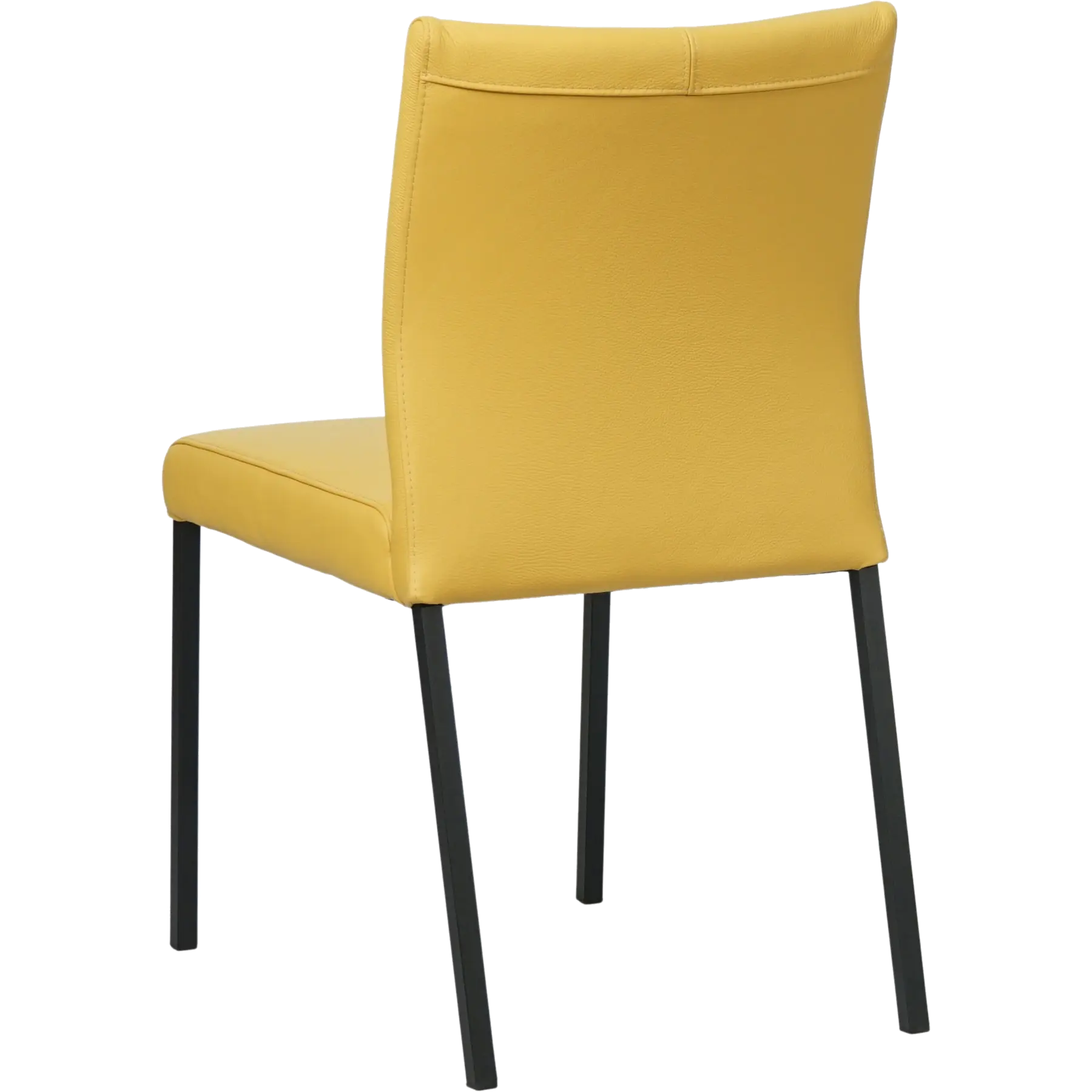afbeelding van Set van 10 Leren eetkamerstoelen Basic - Toledo Giallo (geel) - Poten staal vierkant zwart