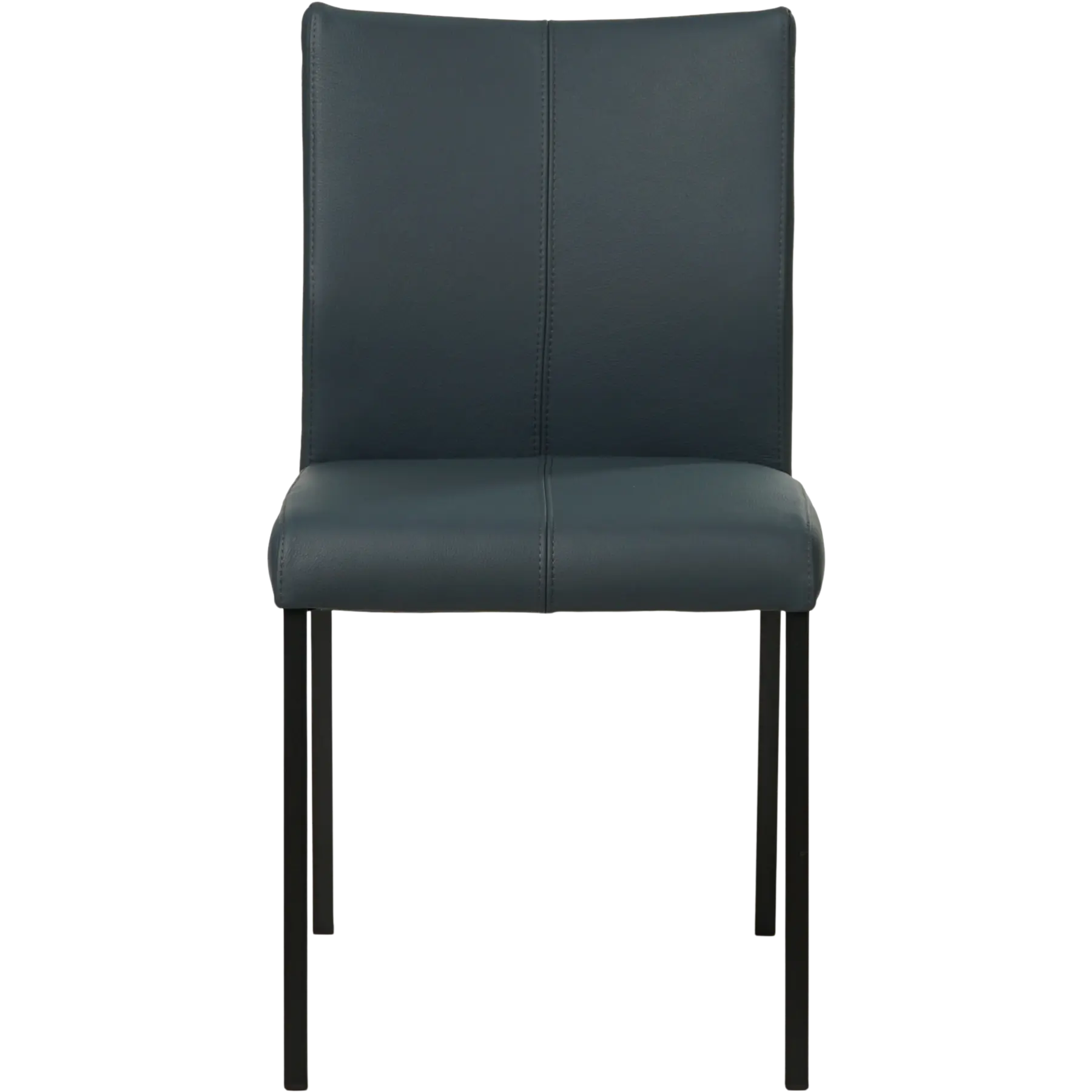 afbeelding van Set van 10 Leren eetkamerstoelen Basic - Toledo Marine (blauw) - Poten staal vierkant zwart