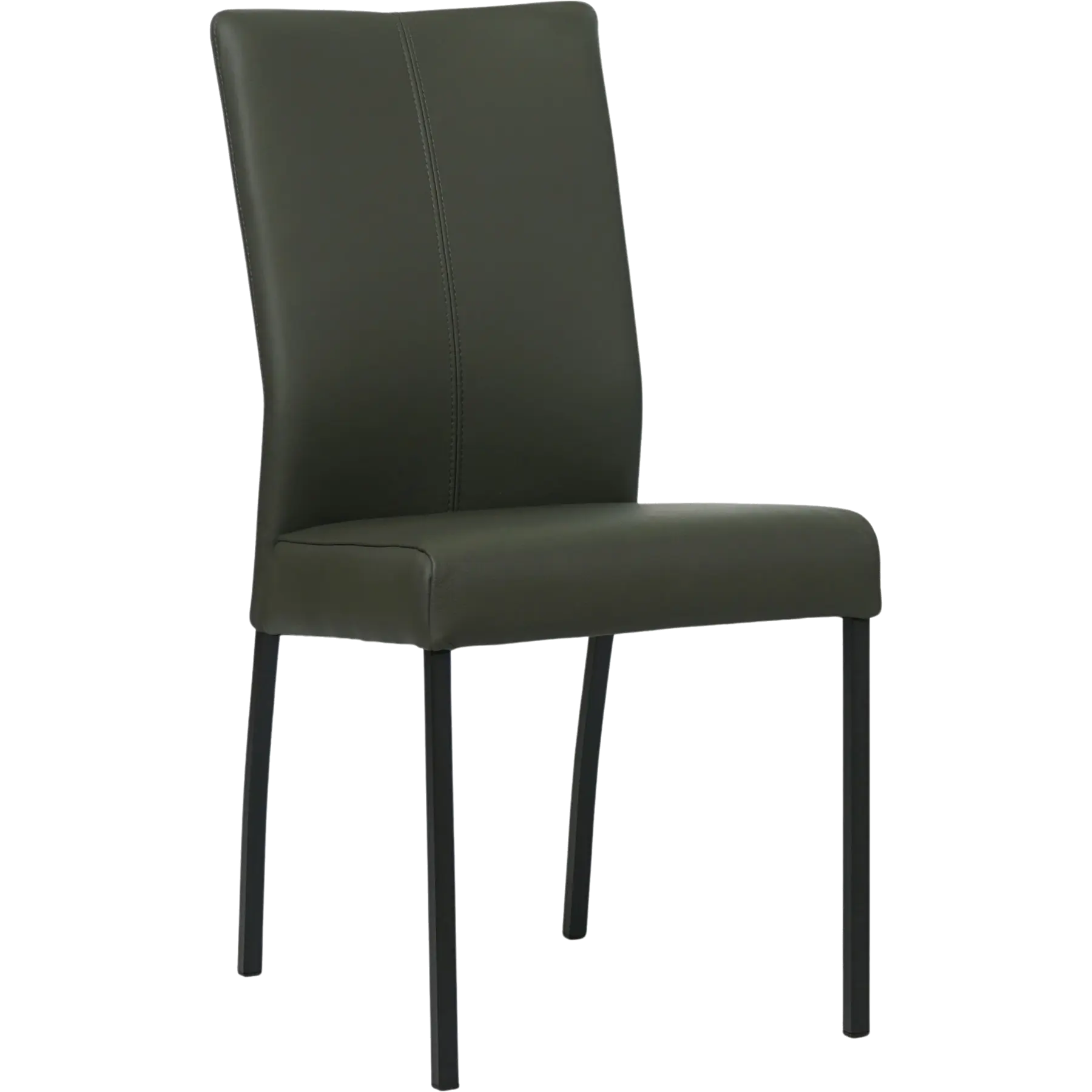 afbeelding van Set van 10 Leren eetkamerstoelen Comfort - Hermes Verde (donkergroen) - Poten staal vierkant zwart