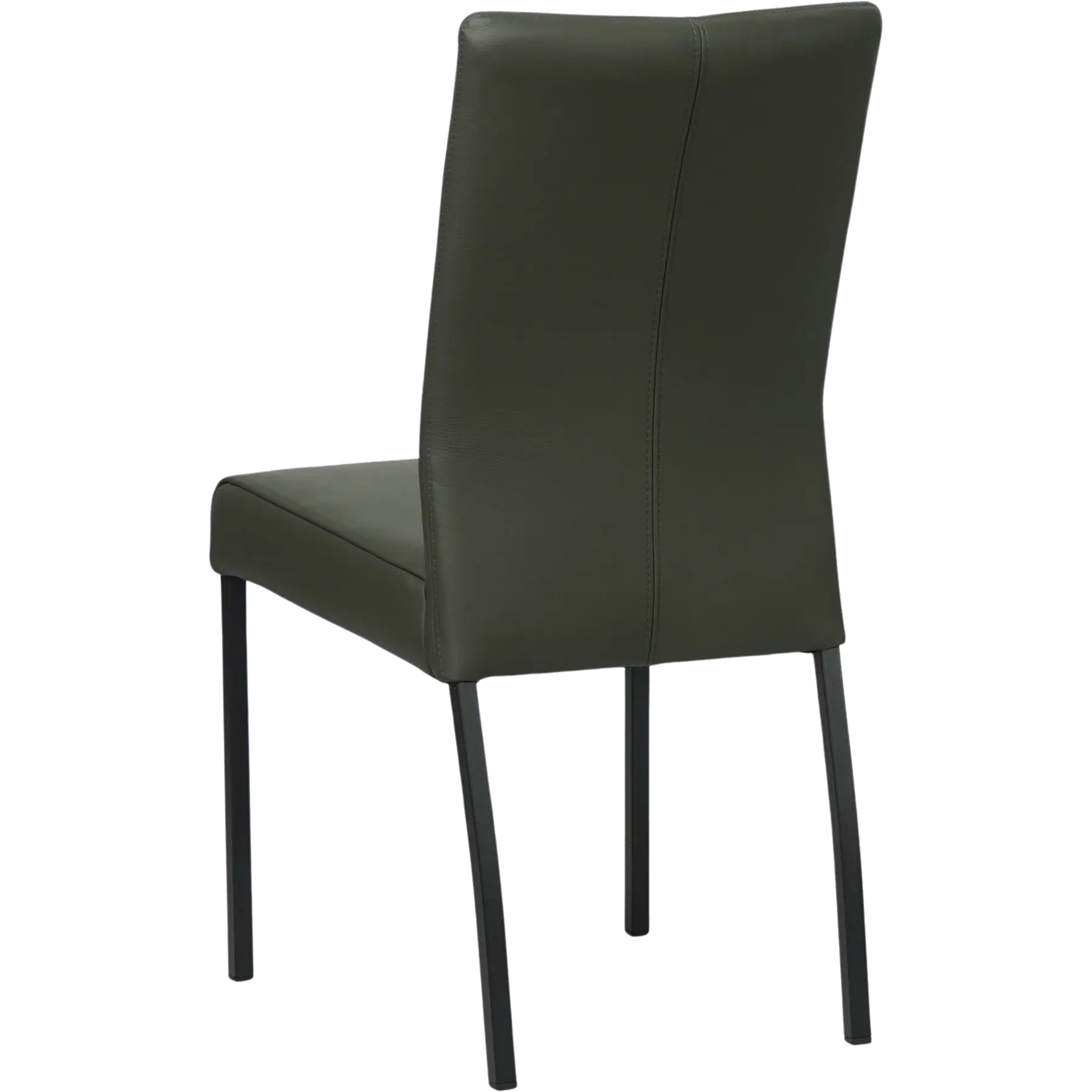 afbeelding van Set van 10 Leren eetkamerstoelen Comfort - Hermes Verde (donkergroen) - Poten staal vierkant zwart