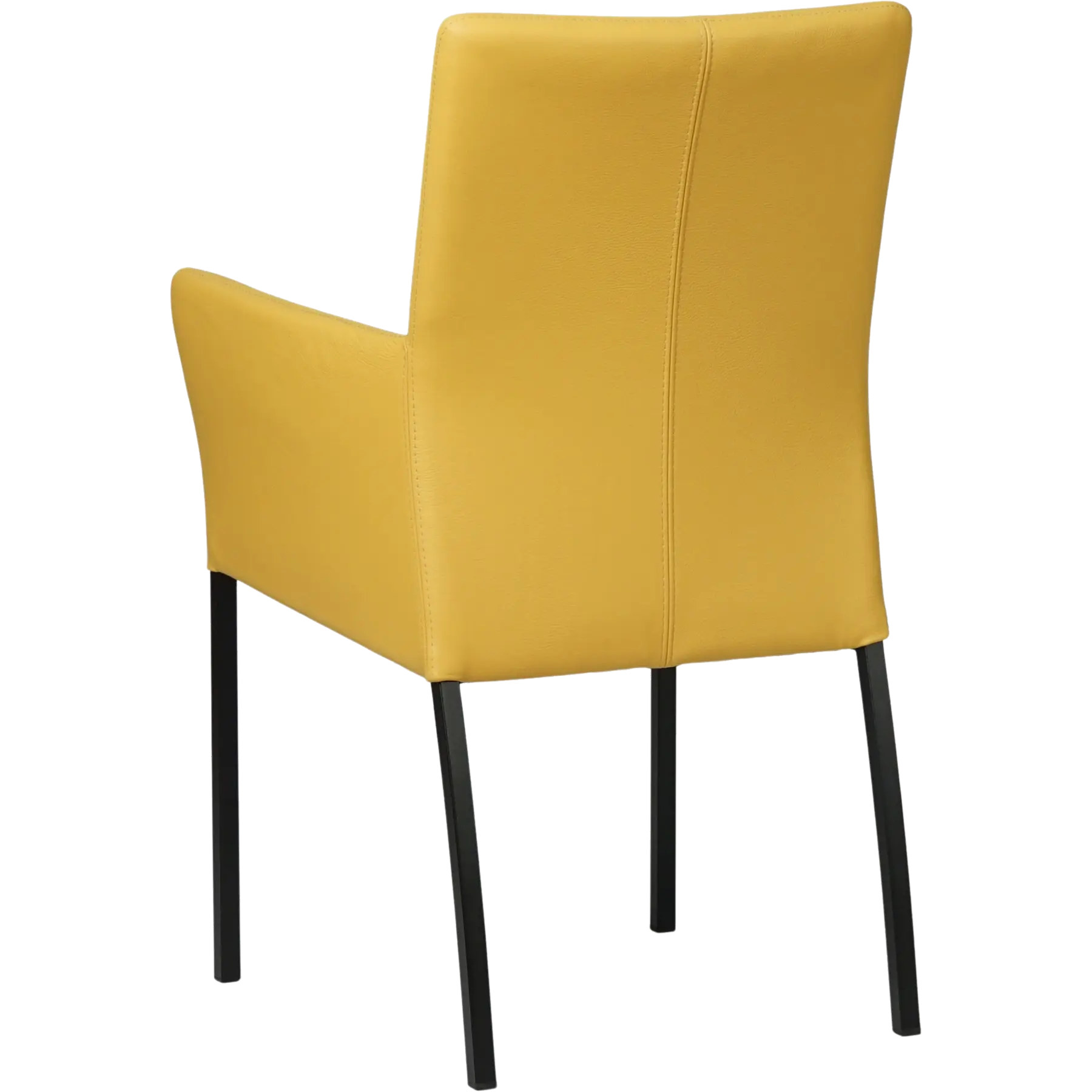afbeelding van Set van 10 Leren eetkamerstoelen Comfort met armleuning - Toledo Giallo (geel) - Poten staal vierkant zwart