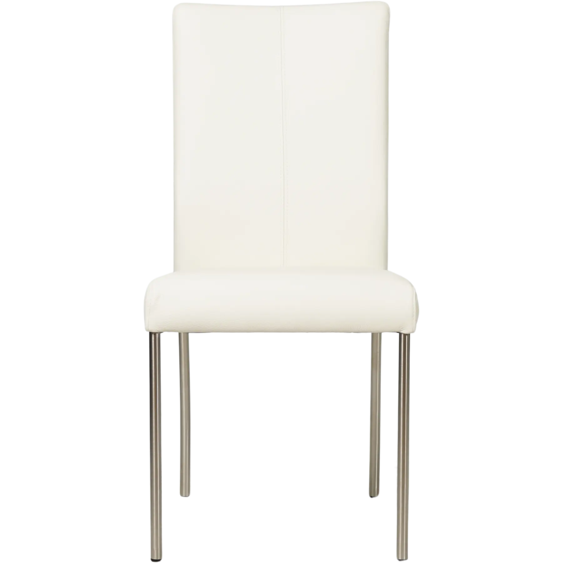 afbeelding van Set van 10 Leren eetkamerstoelen Comfort - Toledo Bianco (gebroken wit) - Poten staal rond RVS