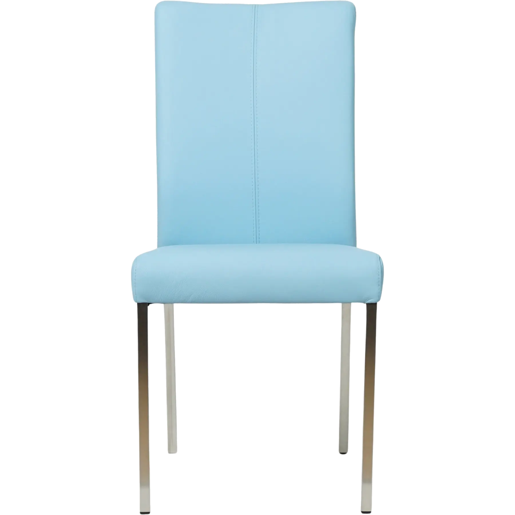 afbeelding van Set van 10 Leren eetkamerstoelen Comfort - Toledo Sky Blue (lichtblauw) - Poten staal vierkant RVS