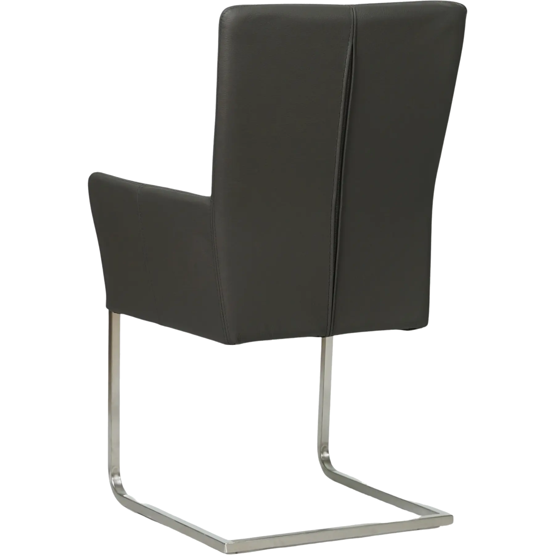 afbeelding van Set van 10 Leren eetkamerstoelen Dare met armleuning - Toledo Antracite (donkergrijs) - Sledepoot staal vierkant RVS