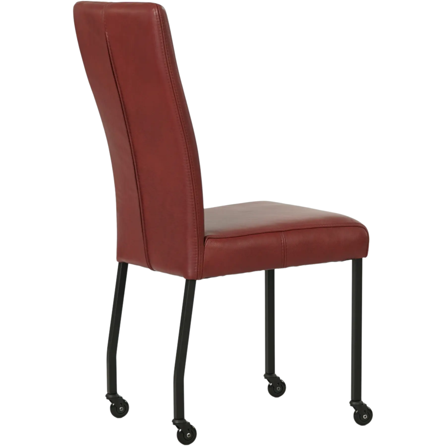 afbeelding van Set van 10 Leren eetkamerstoelen Deal - Granada Rouge (rood) - Poten staal vierkant zwart