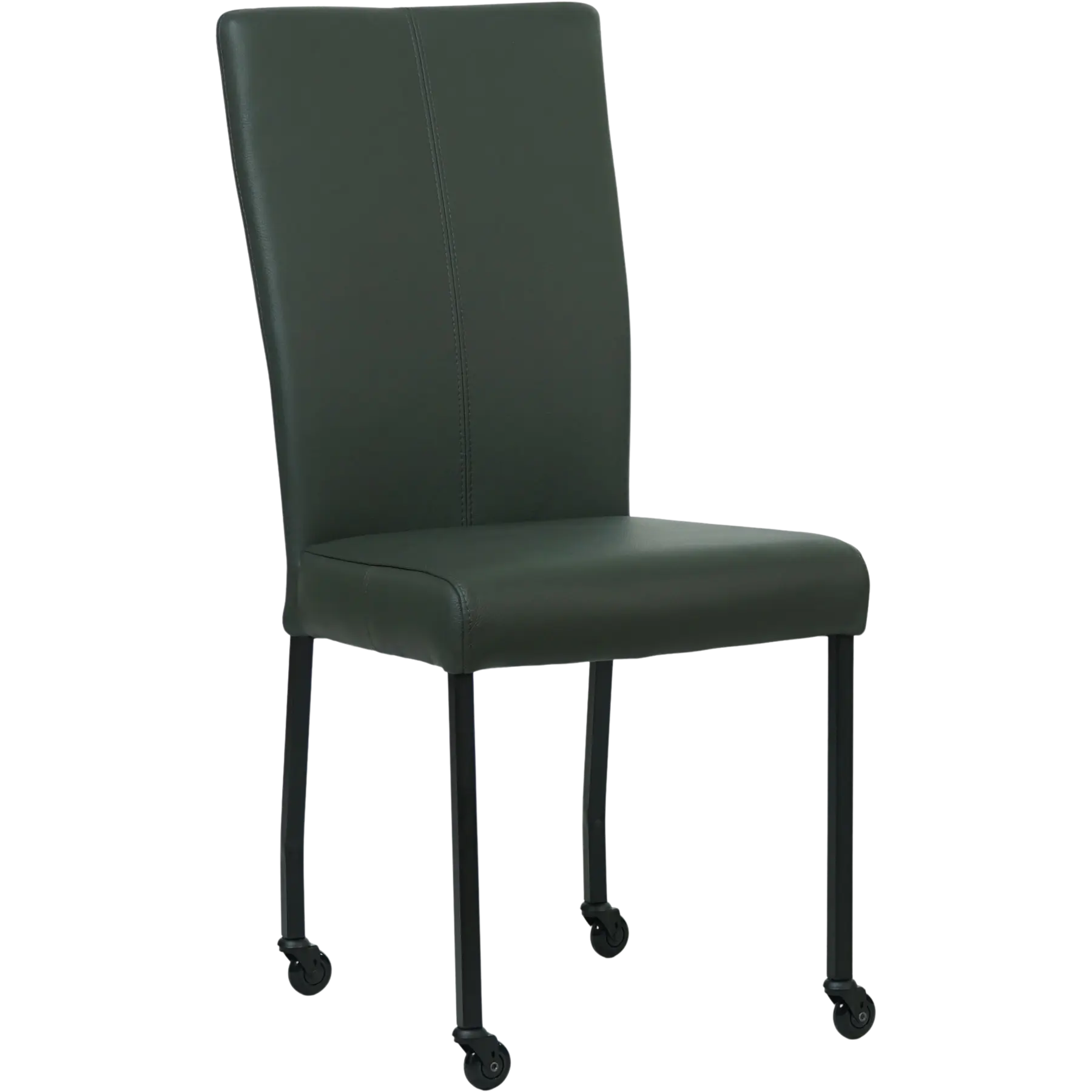 afbeelding van Set van 10 Leren eetkamerstoelen Deal - Toledo Verde (donkergroen) - Poten staal vierkant zwart