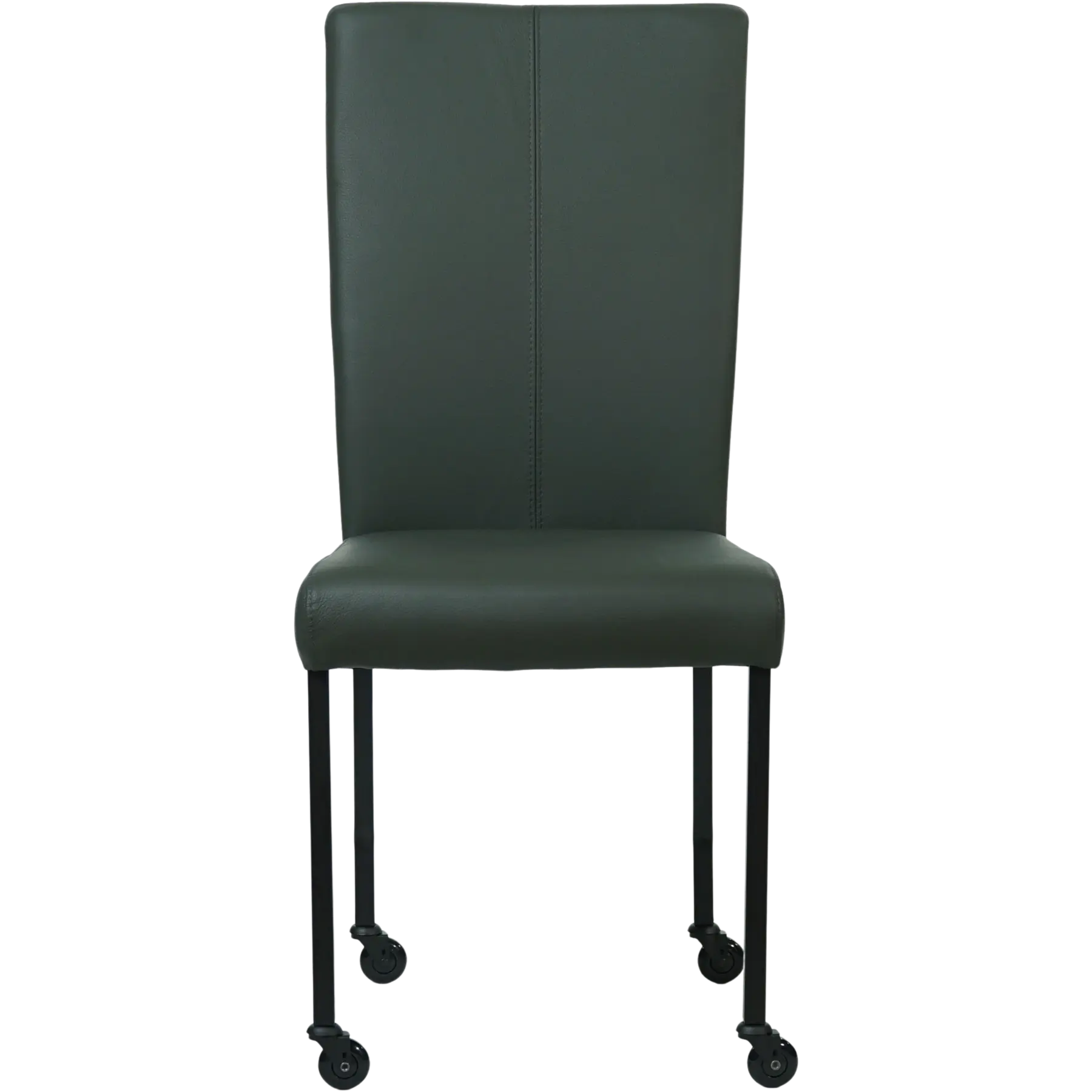 afbeelding van Set van 10 Leren eetkamerstoelen Deal - Toledo Verde (donkergroen) - Poten staal vierkant zwart