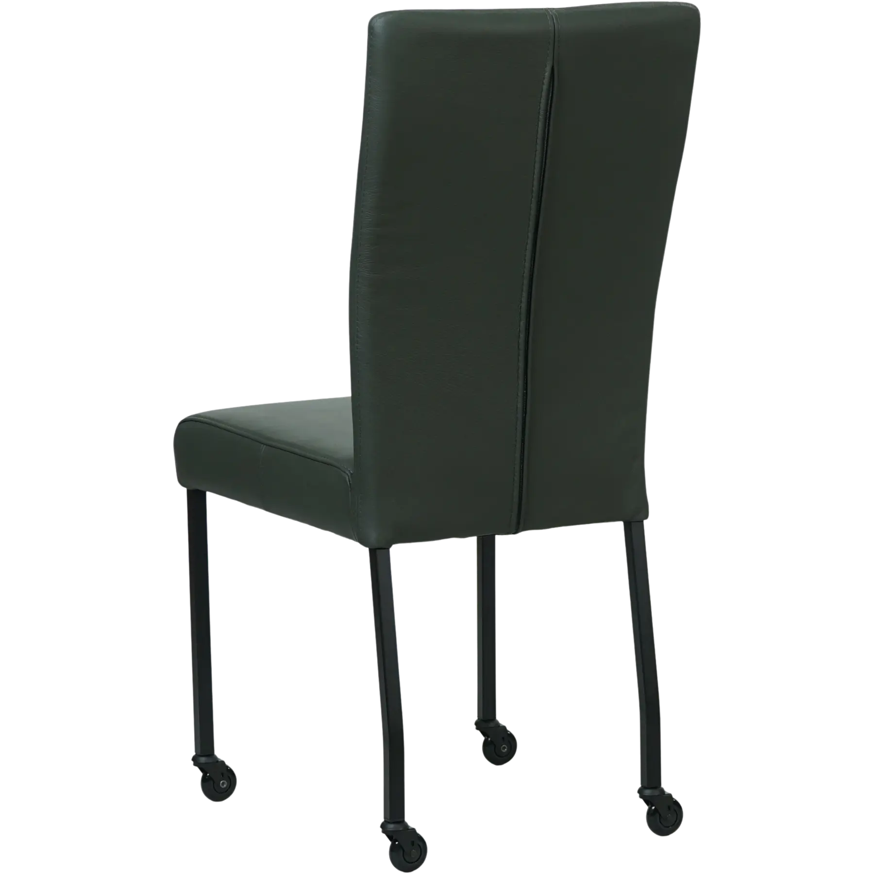 afbeelding van Set van 10 Leren eetkamerstoelen Deal - Toledo Verde (donkergroen) - Poten staal vierkant zwart