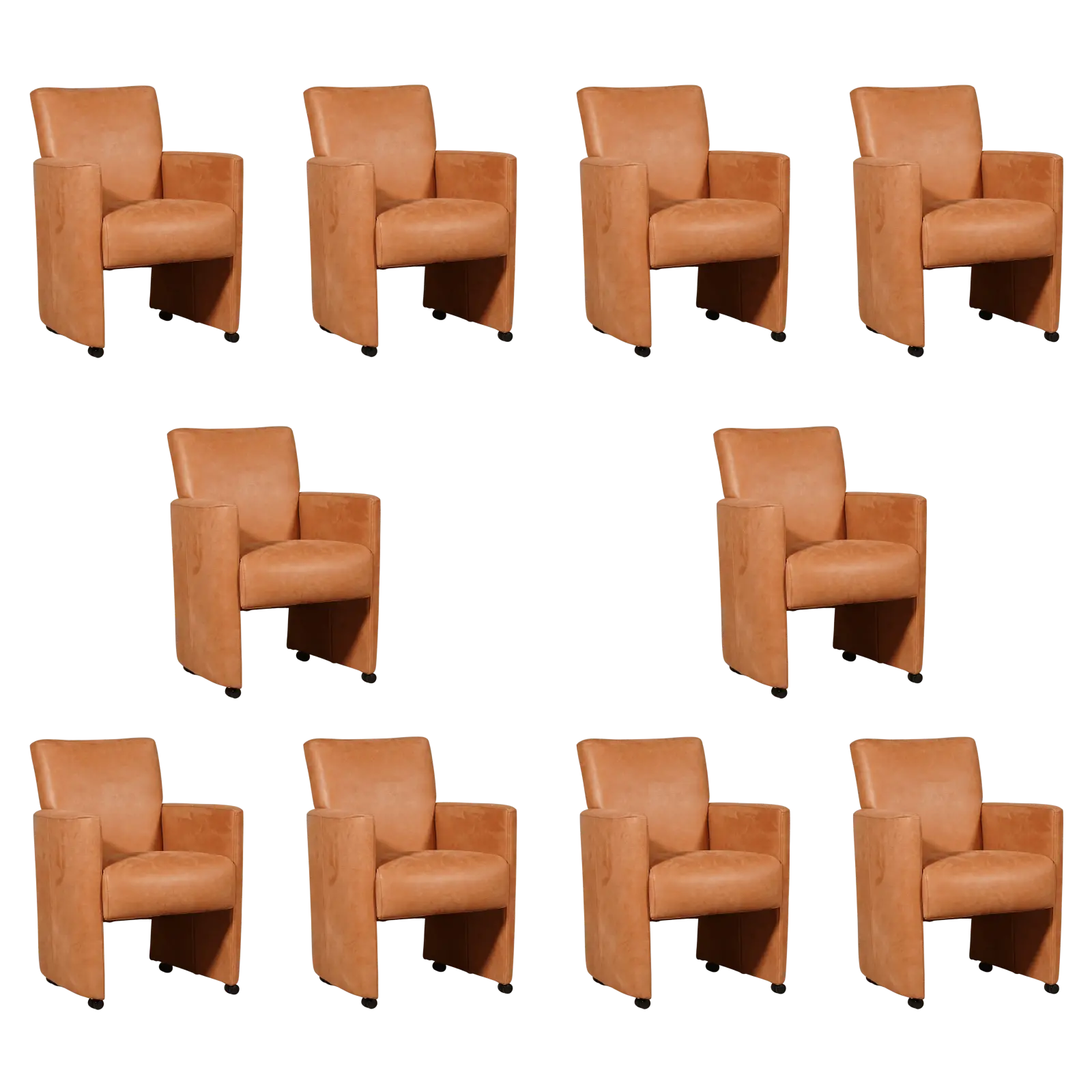 afbeelding van Set van 10 Leren eetkamerstoelen Elegant - Kenia Rost (oranje) - Zonder handgreep