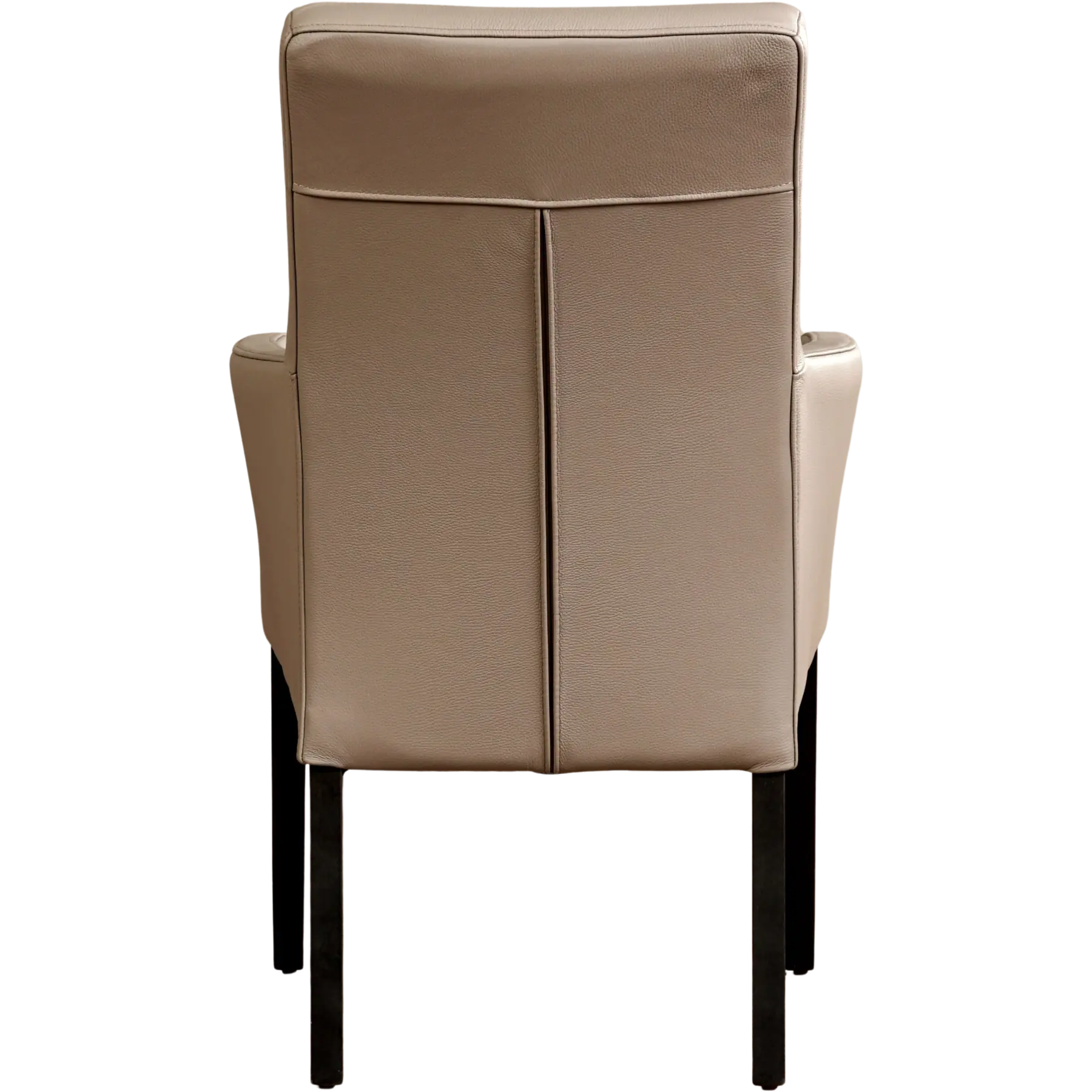 afbeelding van Set van 10 Leren eetkamerstoelen Just met armleuning - Toledo Khaki (taupe/bruin) - Poten hout zwart