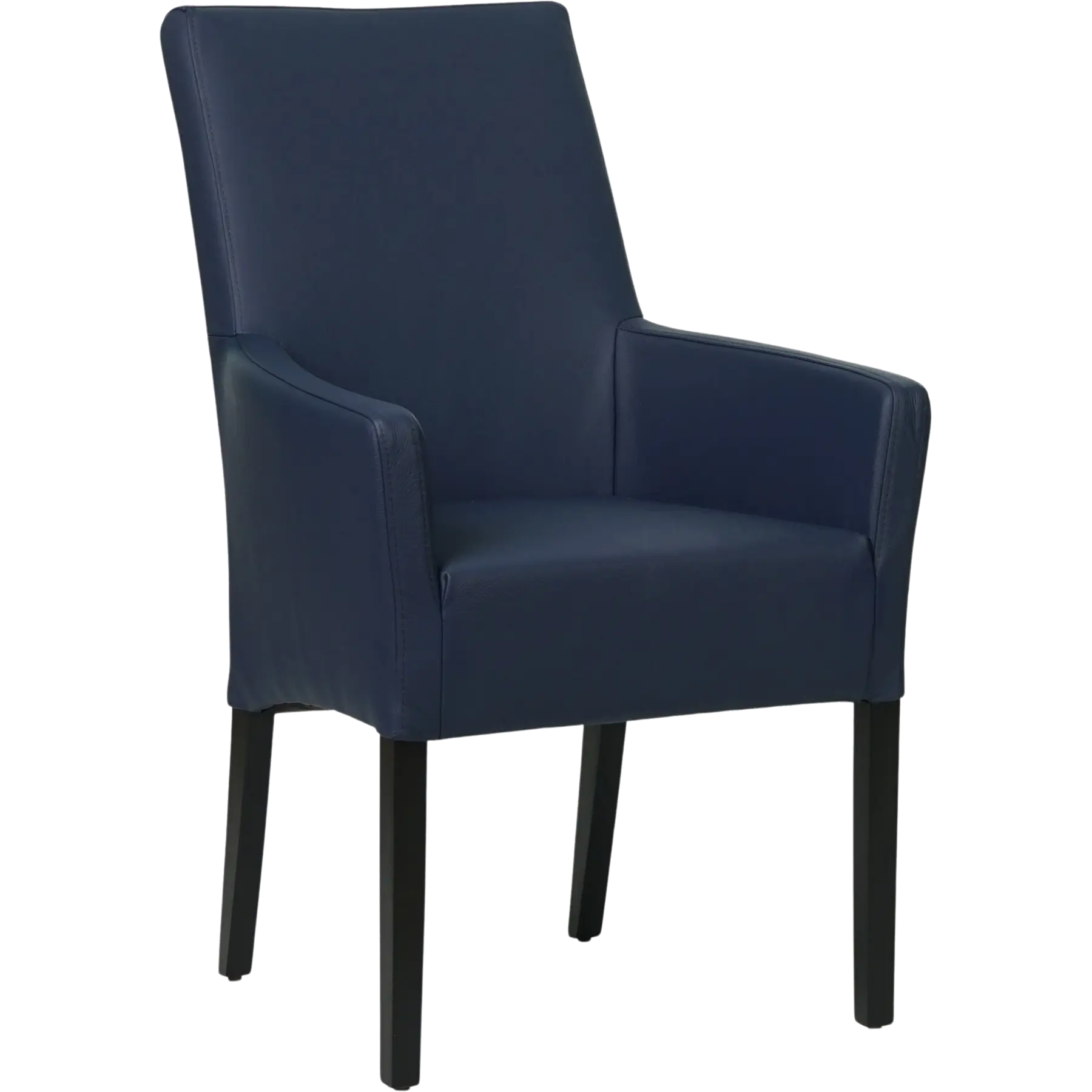 afbeelding van Set van 10 Leren eetkamerstoelen Just met armleuning - Toledo Kobalt (blauw) - Poten hout zwart