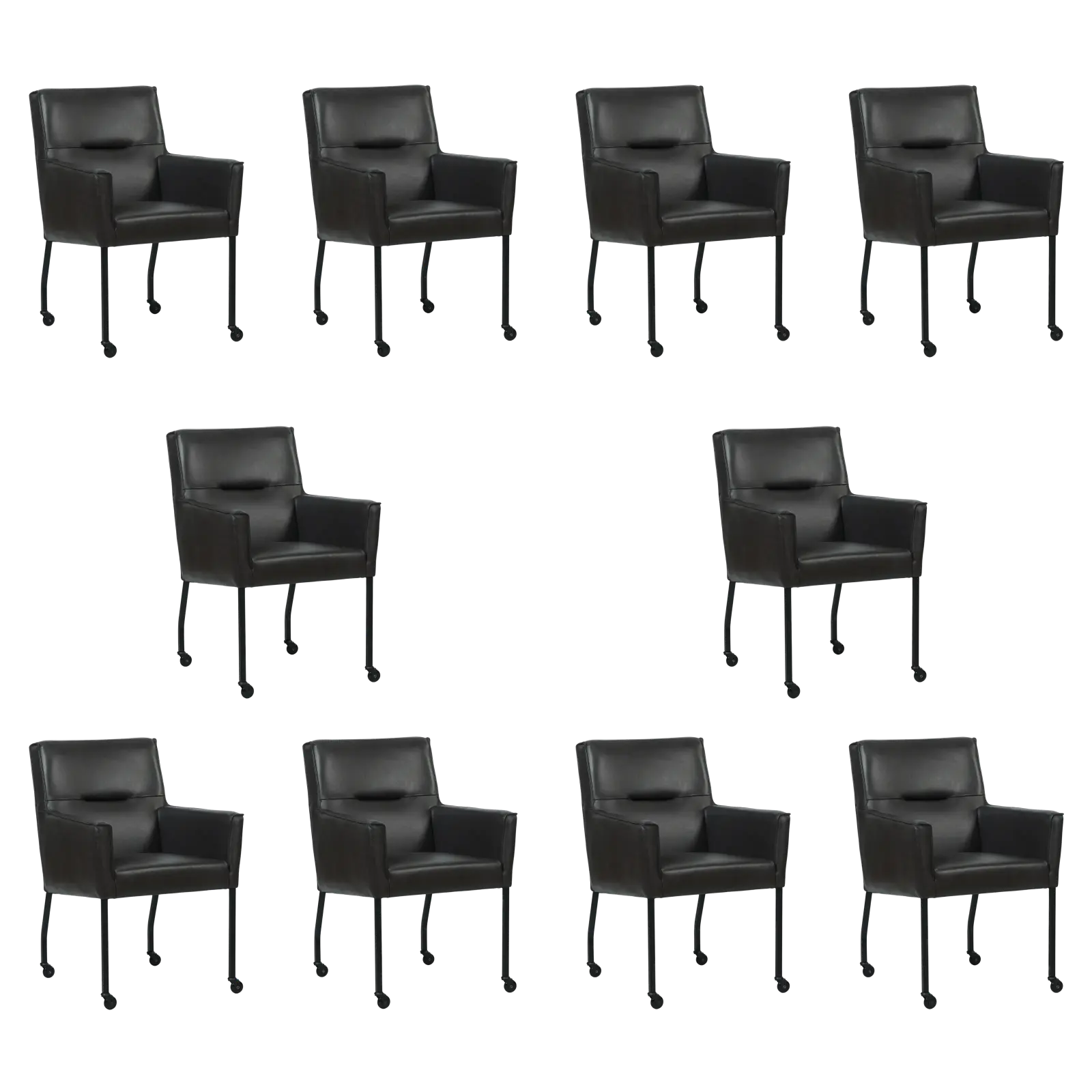 afbeelding van Set van 10 Leren eetkamerstoelen Lucky - Granada Ebony (donkerbruin)