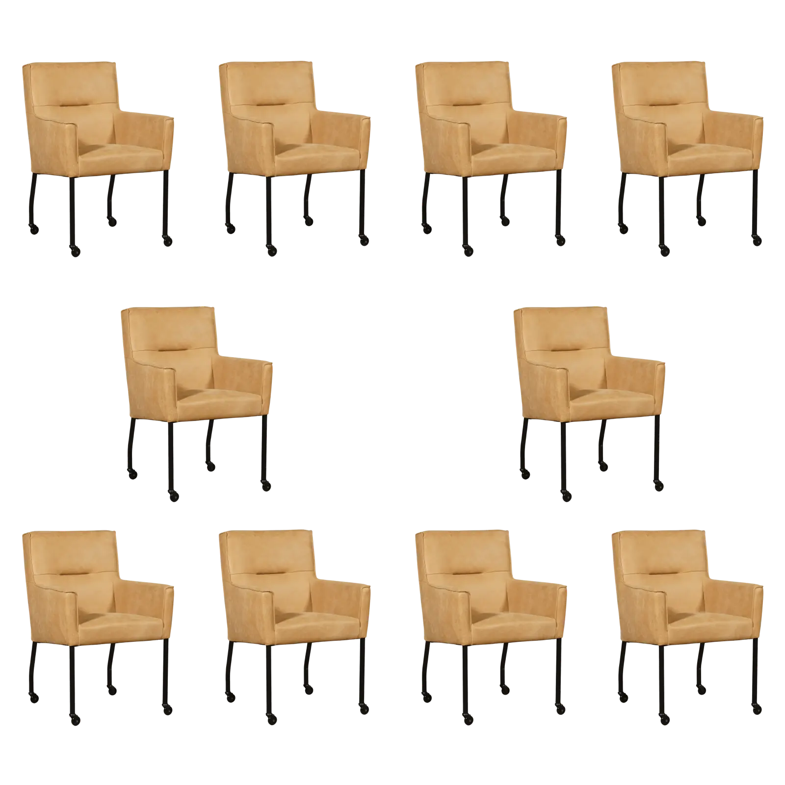 afbeelding van Set van 10 Leren eetkamerstoelen Lucky - Kenia Cognac (cognac)