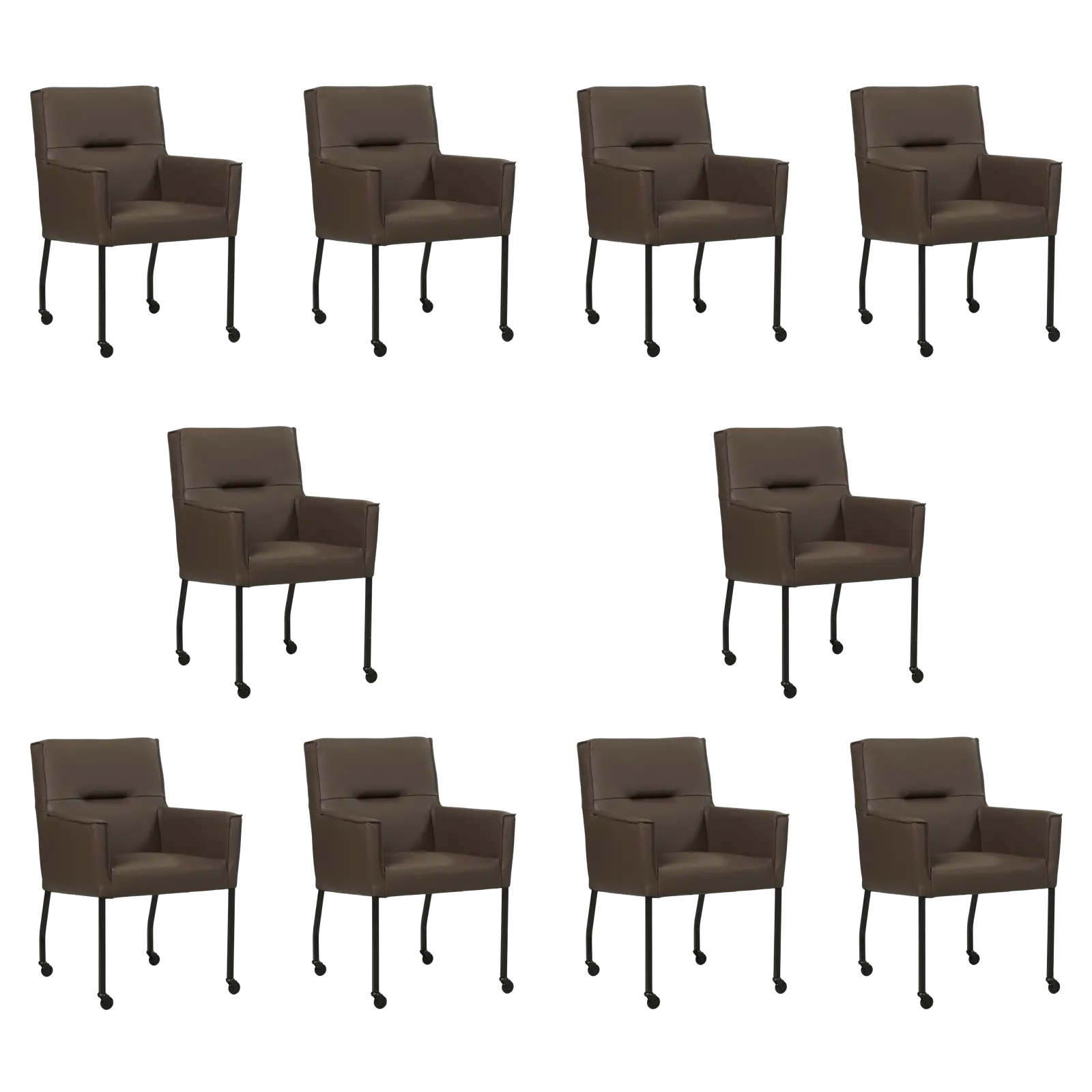 afbeelding van Set van 10 Leren eetkamerstoelen Lucky - Toledo Espresso (bruin)