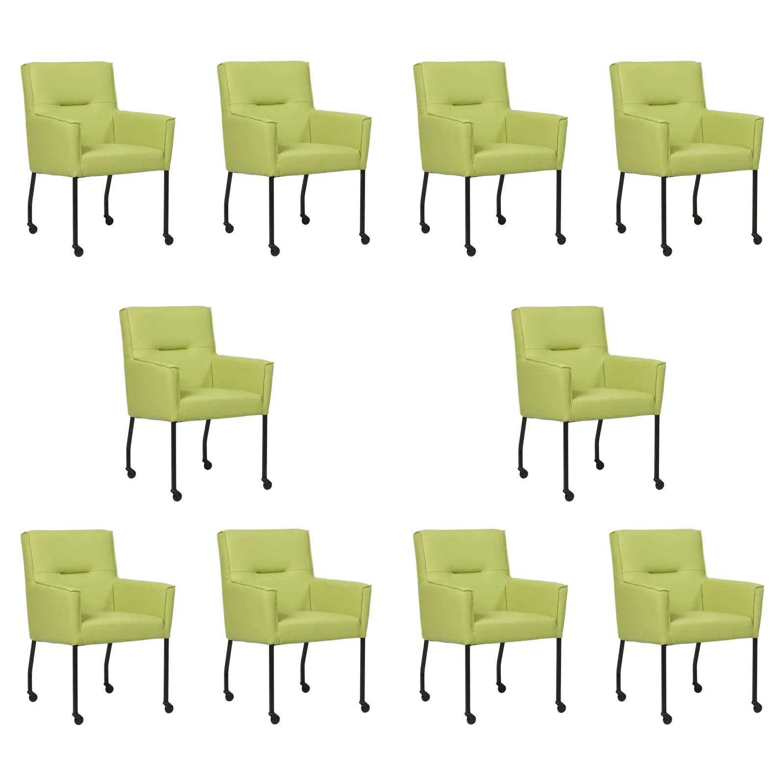 afbeelding van Set van 10 Leren eetkamerstoelen Lucky - Toledo Lime (felgroen)