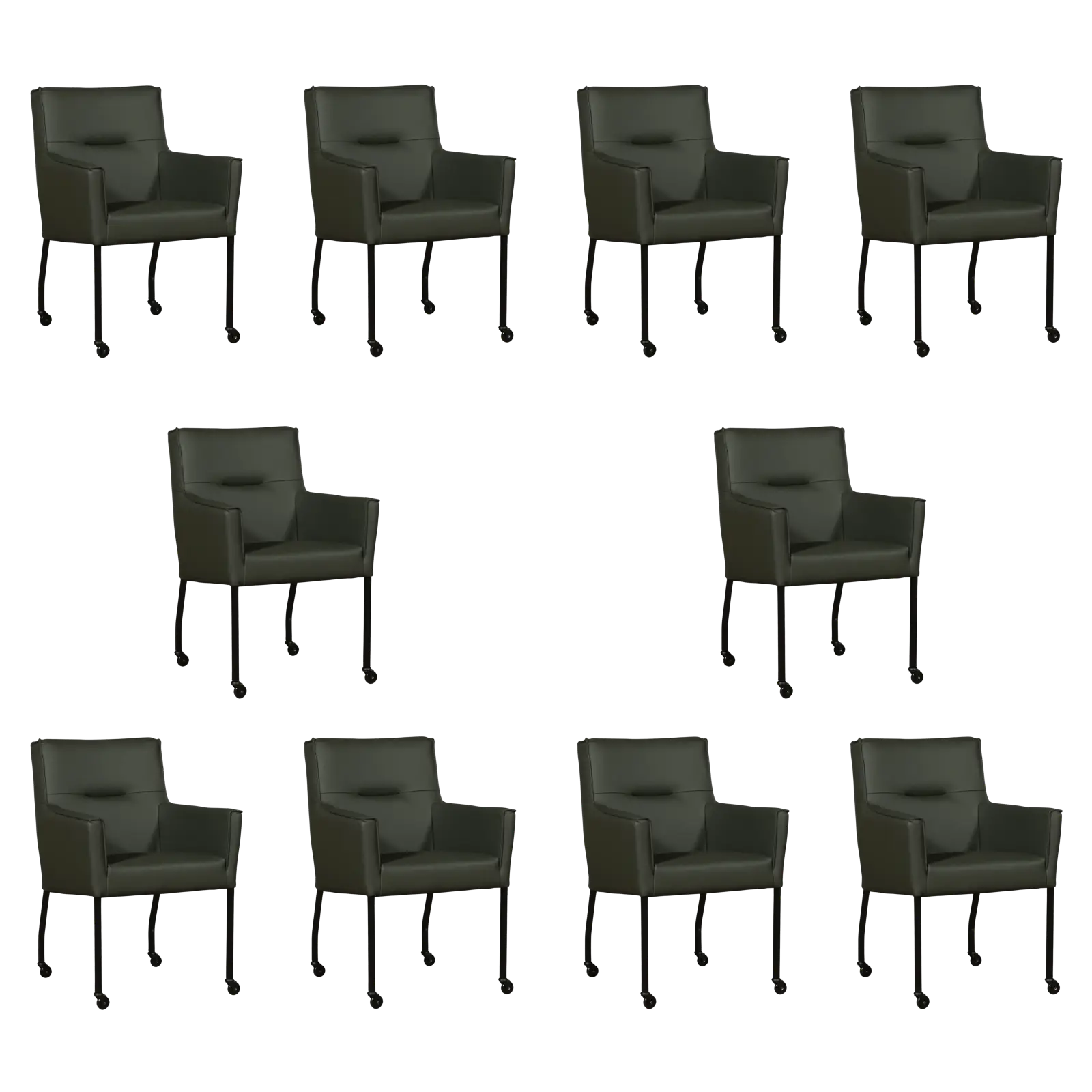 afbeelding van Set van 10 Leren eetkamerstoelen Lucky - Toledo Verde (donkergroen)