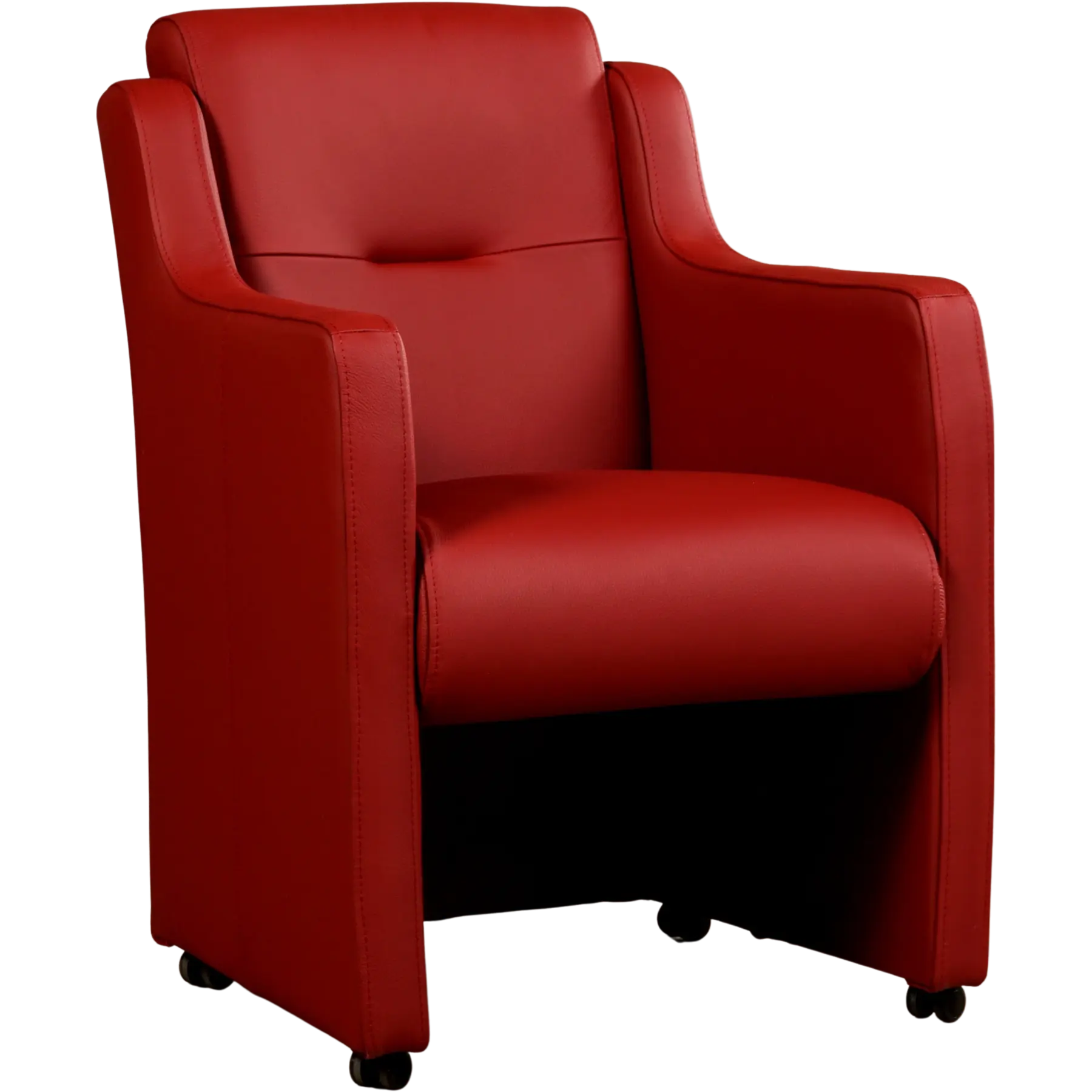 afbeelding van Set van 10 Leren eetkamerstoelen Mass - Hermes Red (rood) - Zonder handgreep